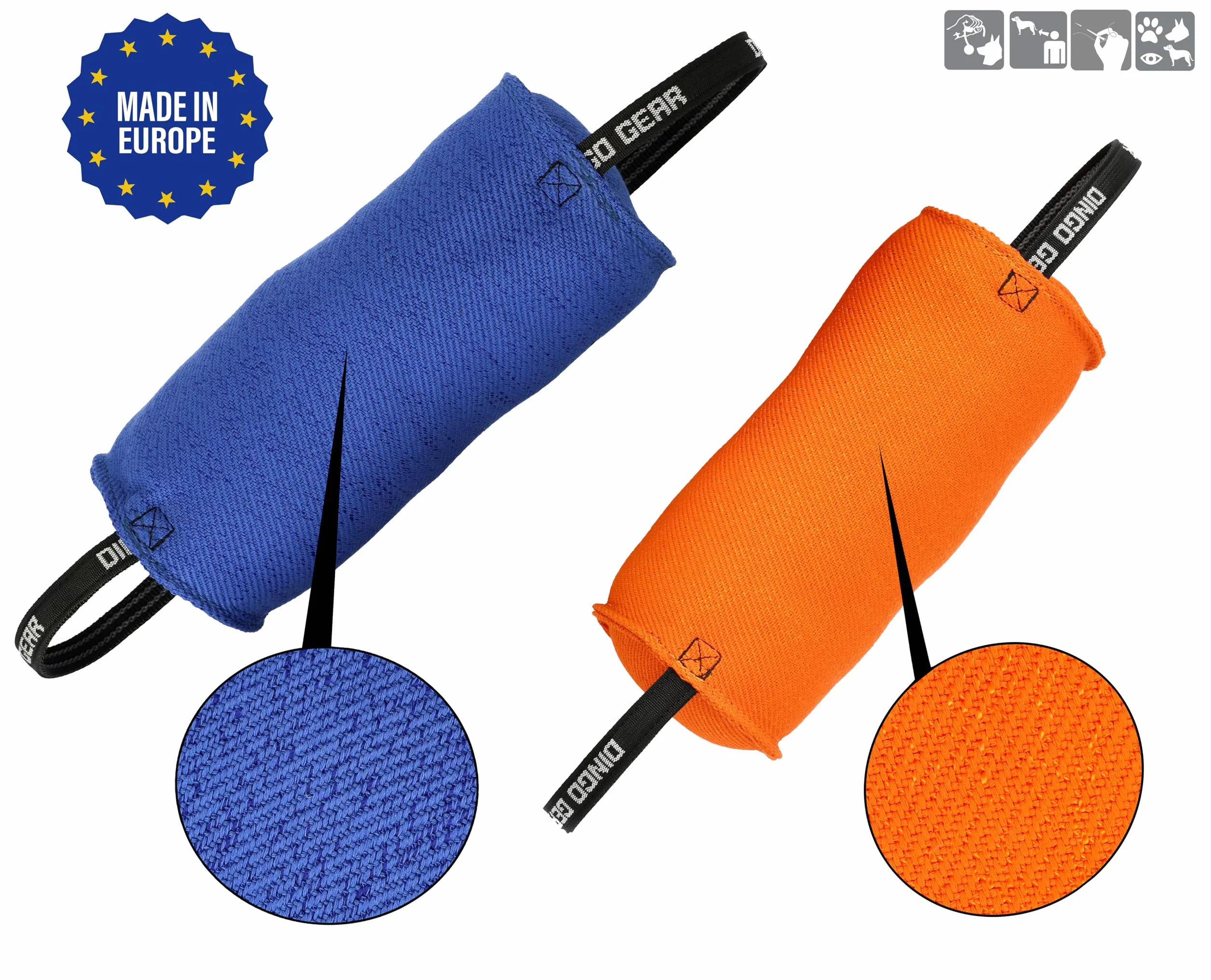 DINGO GEAR Berta Tug Toy a forma di caramella per addestramento al morso, IGP, Fetch, Prey Drive, obbedienza, sport per cani, rimorchiatore in materiale francese con 2 manici, blu (S00097)