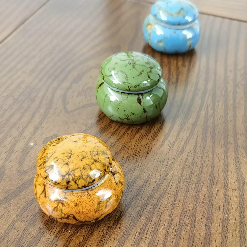 Urna Piccola,Mini Ceramica Urne Cinerarie Realizzata a Mano Piccola Urna Commemorativa per Contenere Umane o Animali Ceneri(Arancia)