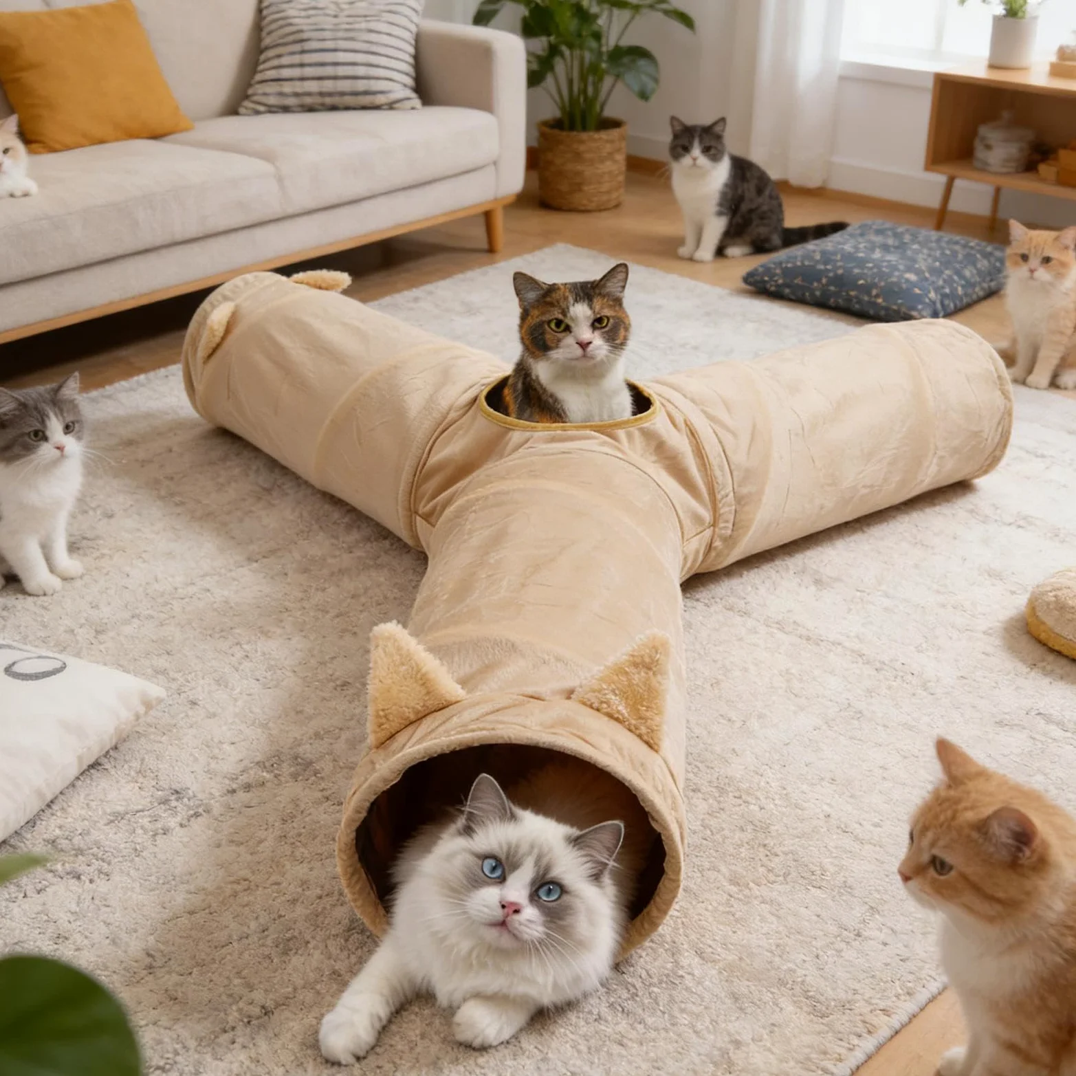 Giochi per gatti Giocattolo pieghevole a 3 vie arricchimento pet | Tunnel Per Gatti Interni Per il cucciolo e coniglio giardino interno cortile retrocortile casa animali