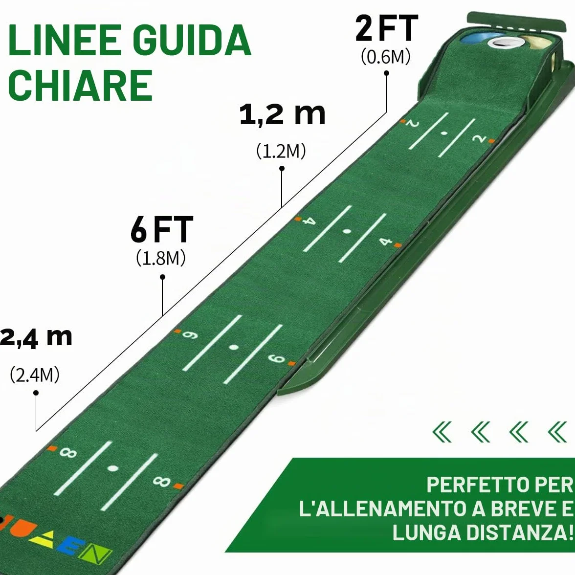 Putting Green, Tappetino da Golf per Interni Con Ritorno della Palla e 3 Fori, Attrezzatura da Allenamento per Casa o Ufficio, Accessori Regalo