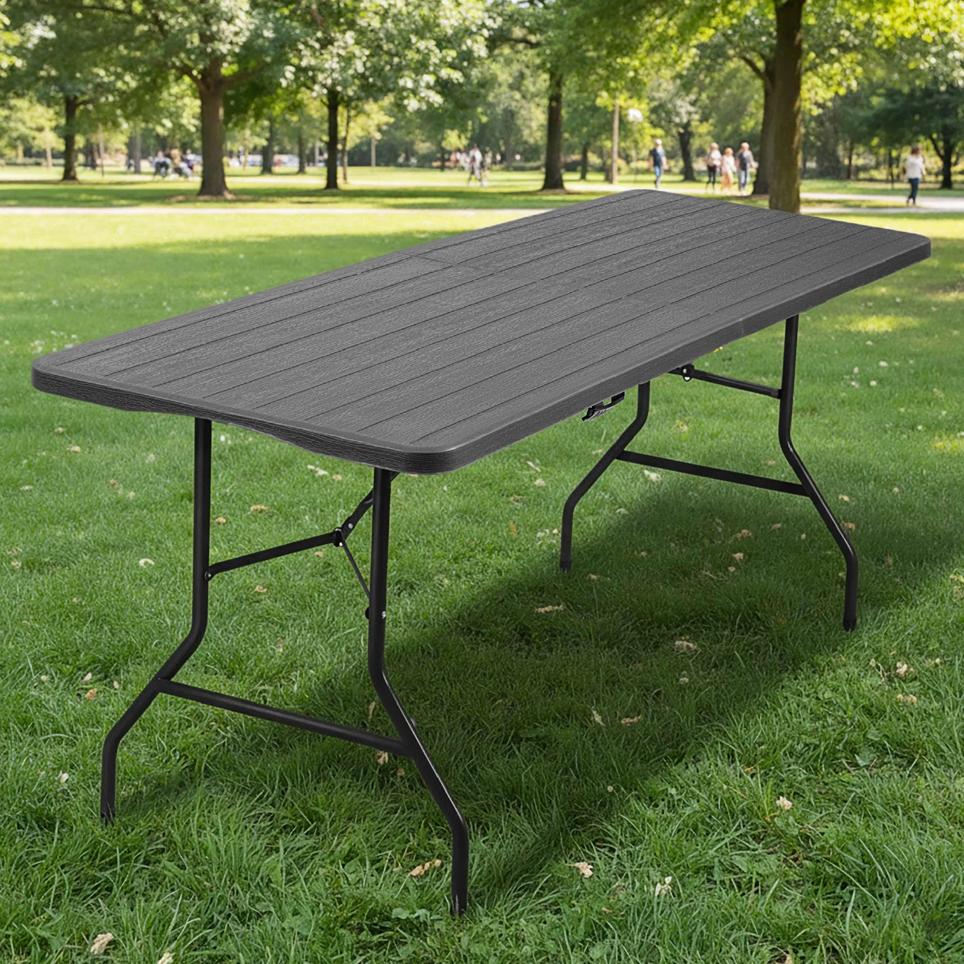IlGruppone Tavolo Pieghevole Rettangolare HDPE 180x74x74 cm Antracite