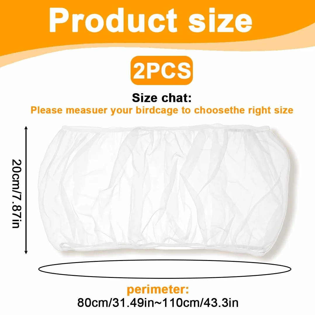 2 Pezzi Rete Protettiva per Gabbia Uccelli, Cattura Semi in Nylon per Gabbia Pappagalli, Adatta a Gabbie con Circonferenza 80-110 cm
