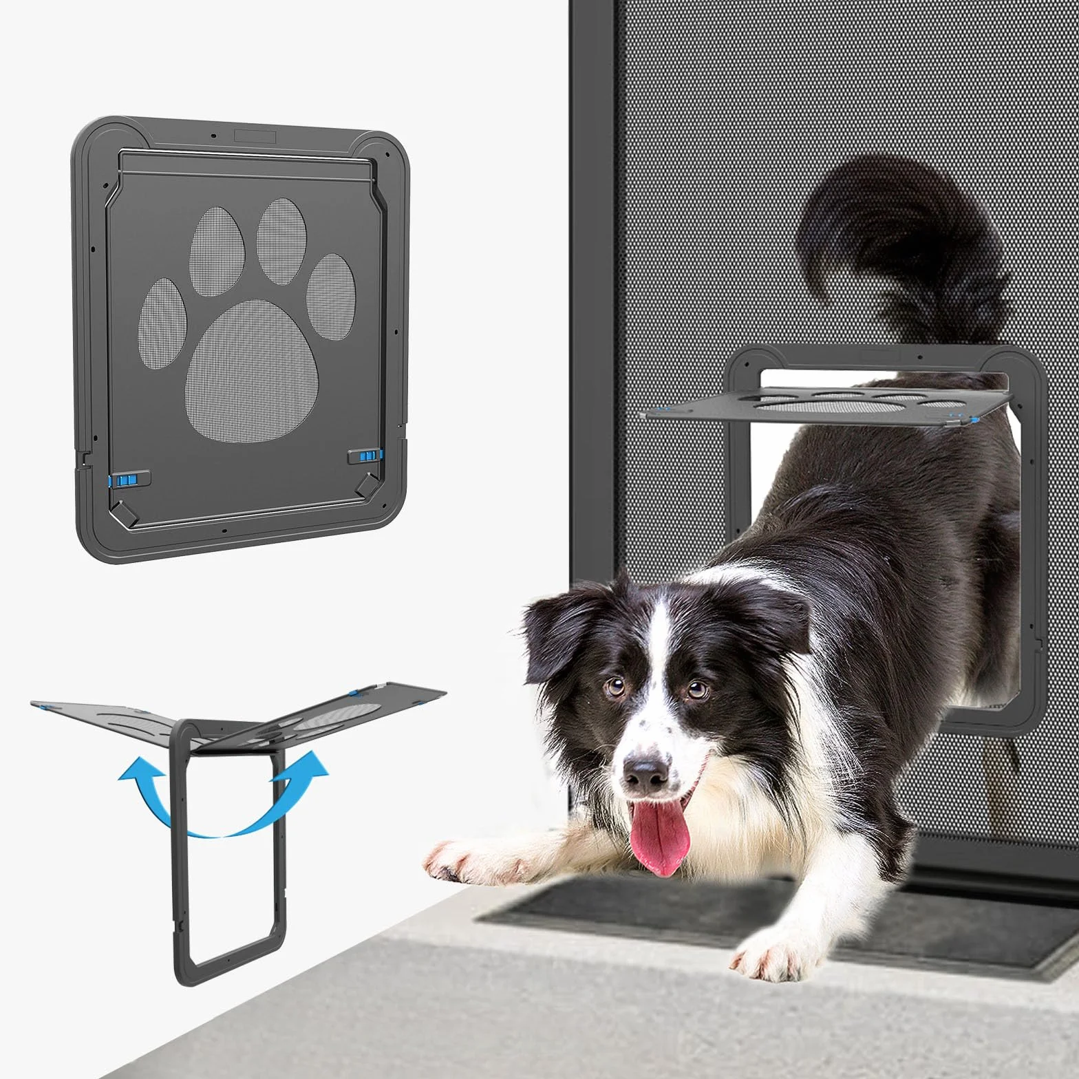 Porta Zanzariera per Cane 31x36 cm Chiusura Magnetica Bloccabile Nero