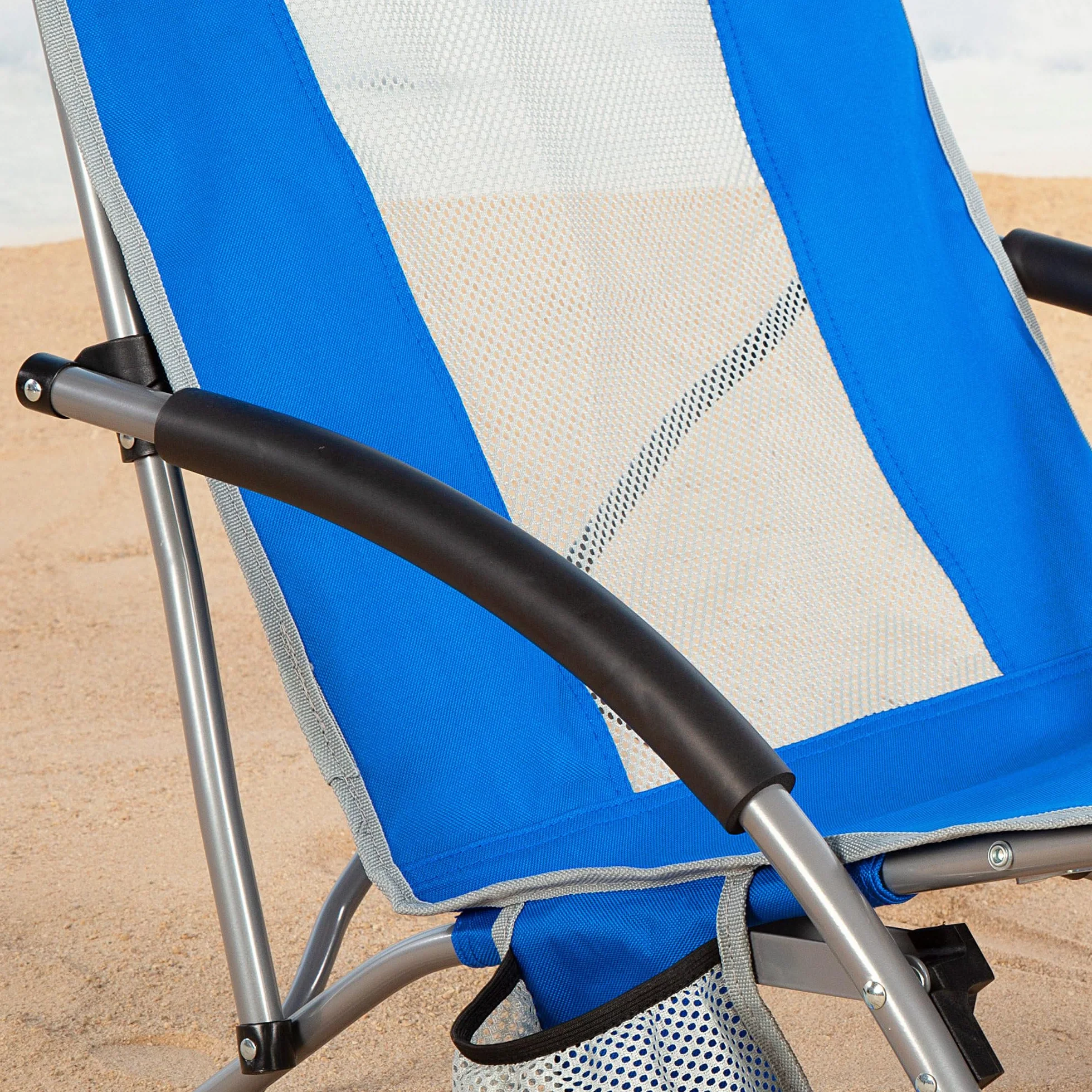 AKTIVE Sedia da spiaggia pieghevole in poliestere e acciaio Blu 50x51x67 cm 110 kg