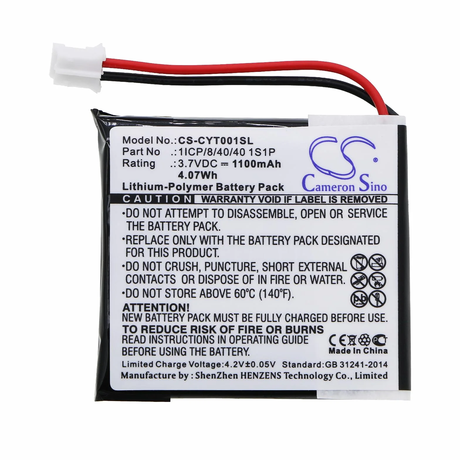 TECHTEK Batteria 1100mAh compatibile con [Coyote] Plus sostituisce 1ICP/8/40/40 1S1P FBA
