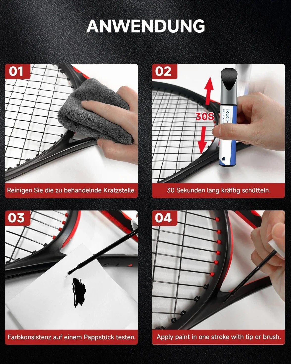 Wilson Pennarello nero per racchetta da tennis riparazione graffi rinnovamento colore