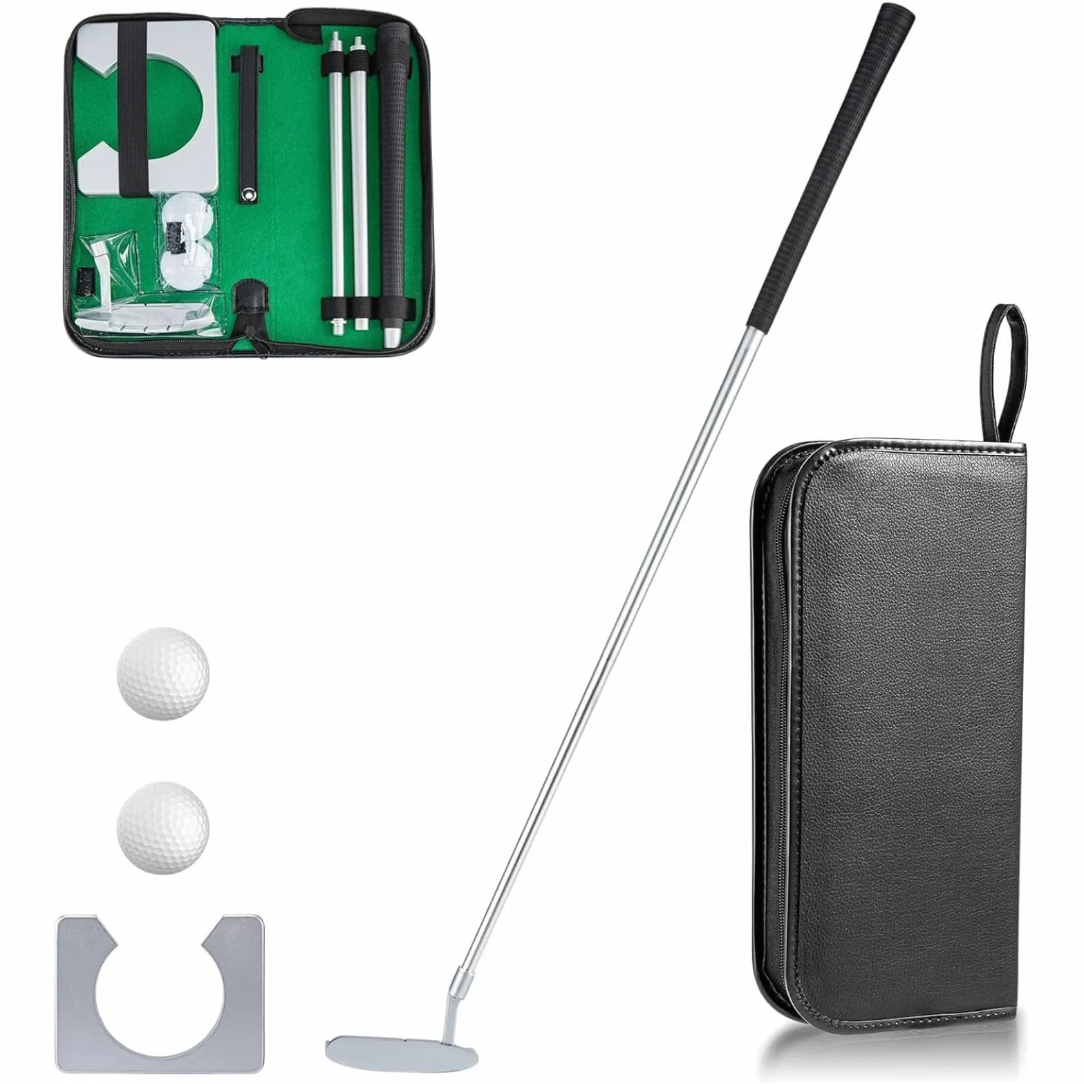 Mazza da Golf in Lega di Alluminio Staccabile, Putter per Golfisti Destri, Set Golf da Ufficio con Palline e Sacca, per Allenamento Indoor o Outdoor