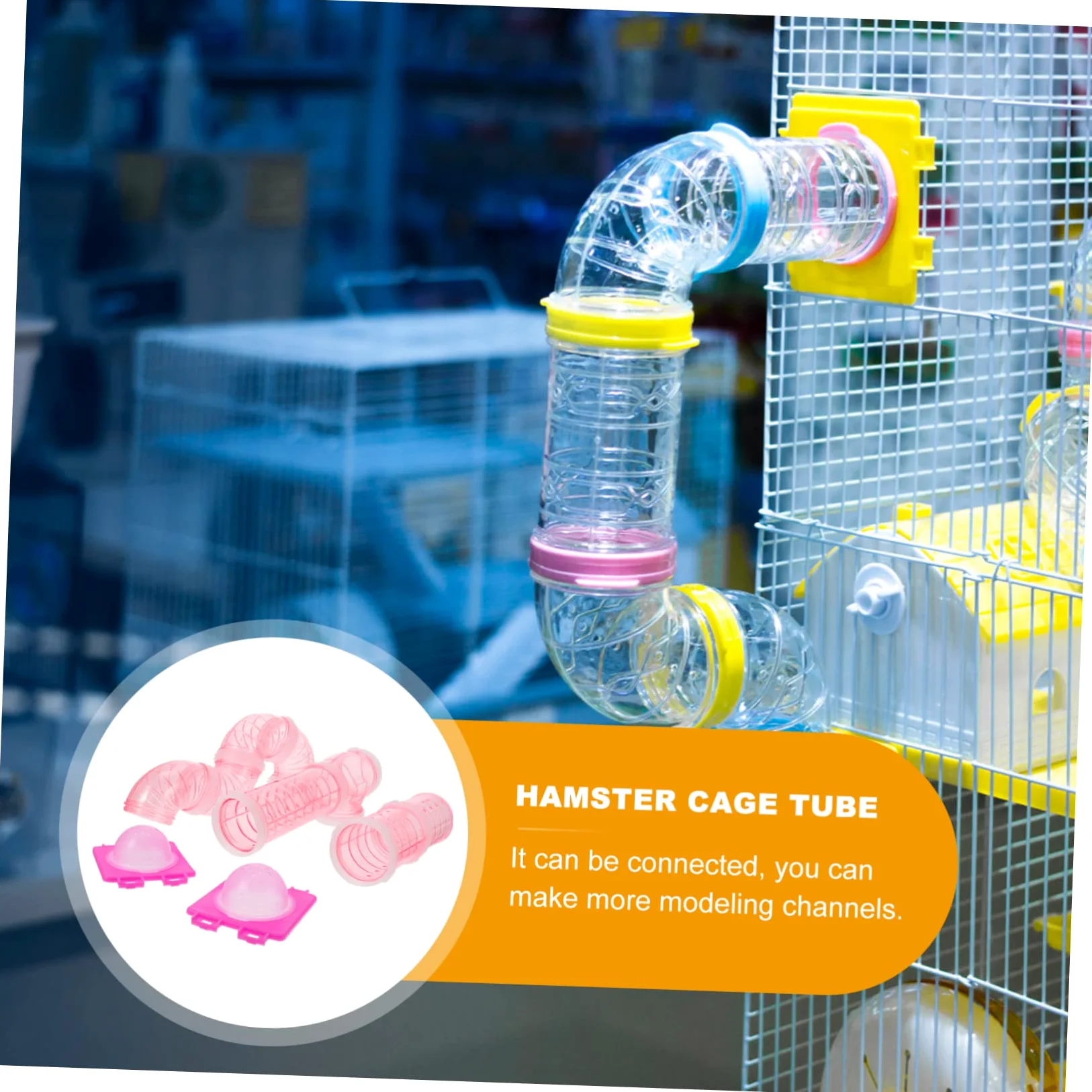 Tunnel per Criceti in Plastica Rosa, Moduli Labirinto Fai-da-te Resistenti e Collegabili per Animali Domestici, Gioco per Gabbie e Recinti