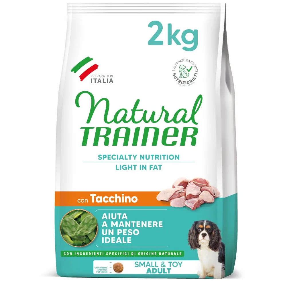 Natural Trainer Ideal Weight Small & Toy Cibo per Cani Adulti Light in fat con Tacchino - 2kg
