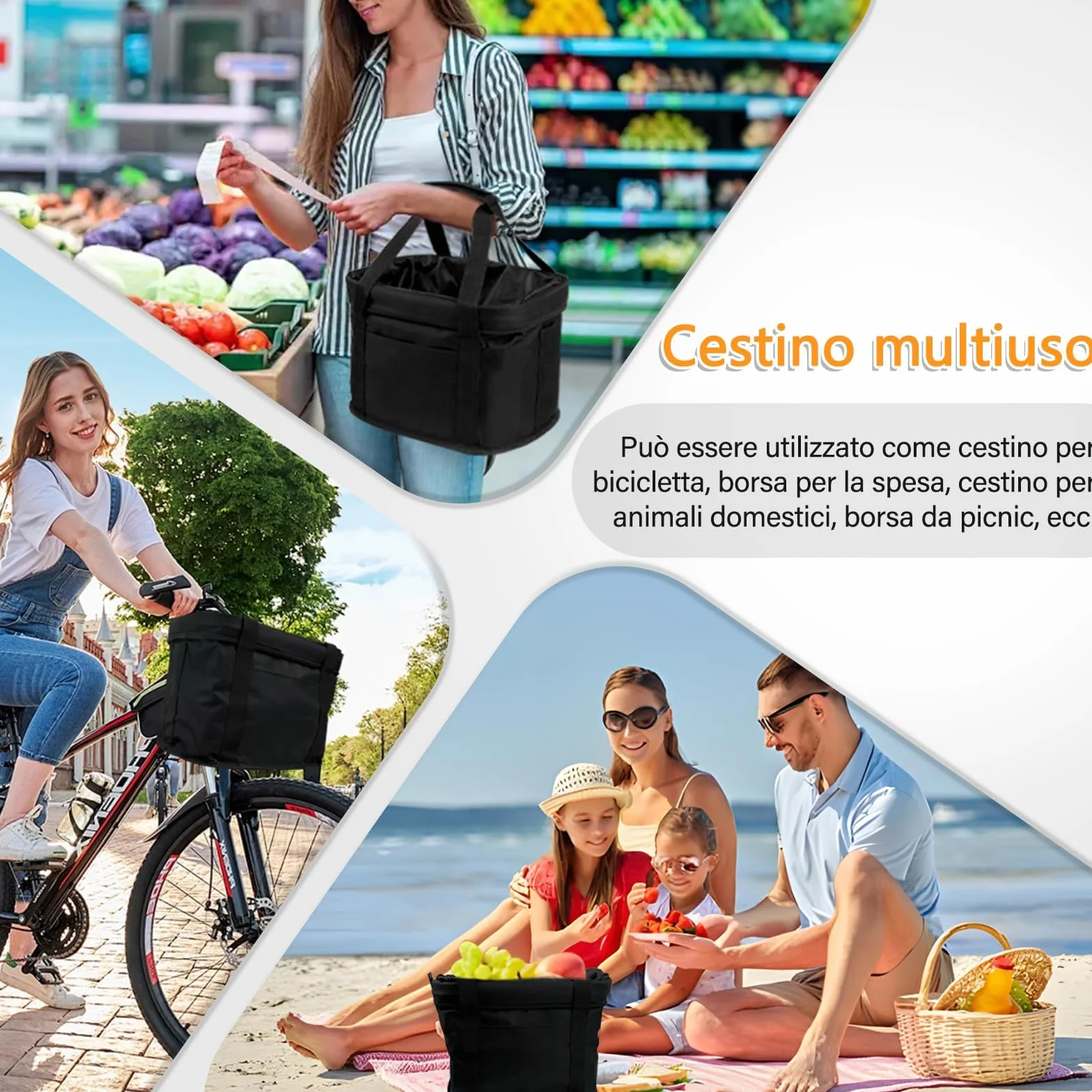Cestino anteriore per bicicletta pieghevole, impermeabile, per animali domestici, con telaio in alluminio, per cani piccoli, shopping, viaggi (nero)