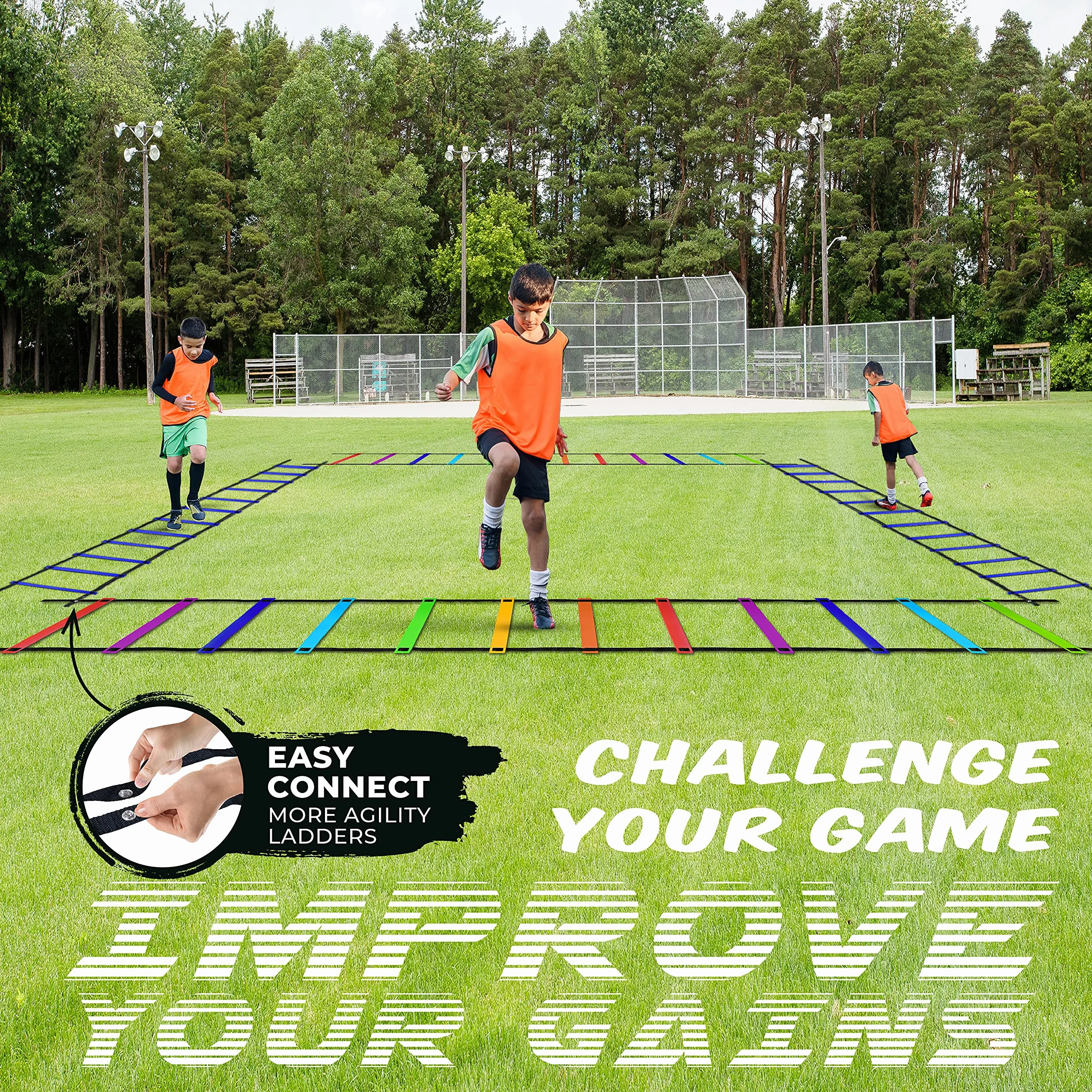 Yes4All Scala di agilità 3m-7m con pioli, Attrezzatura per allenamento velocità Calcio