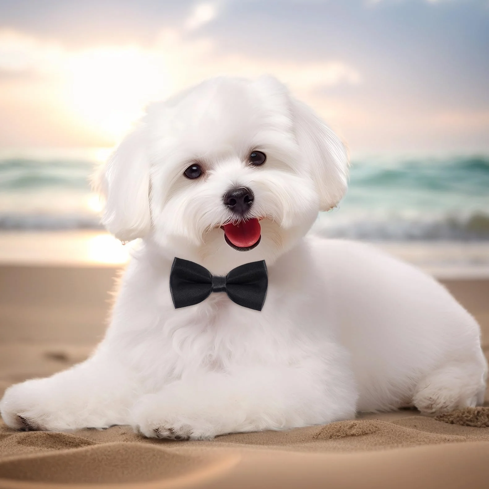 Collare per cani con papillon in velluto rosso per matrimoni