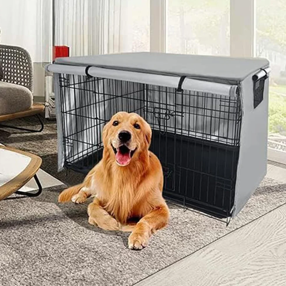Copertura per gabbia per cani Oxford 124,5x79 cm resistente da esterno nero