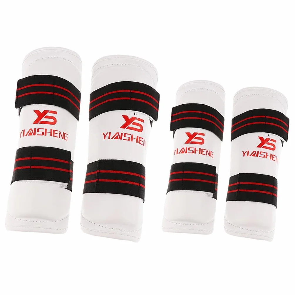 Leeadwaey Taekwondo - Parastinchio/protezione per gambe + protezione braccio/gomito, set S bianco
