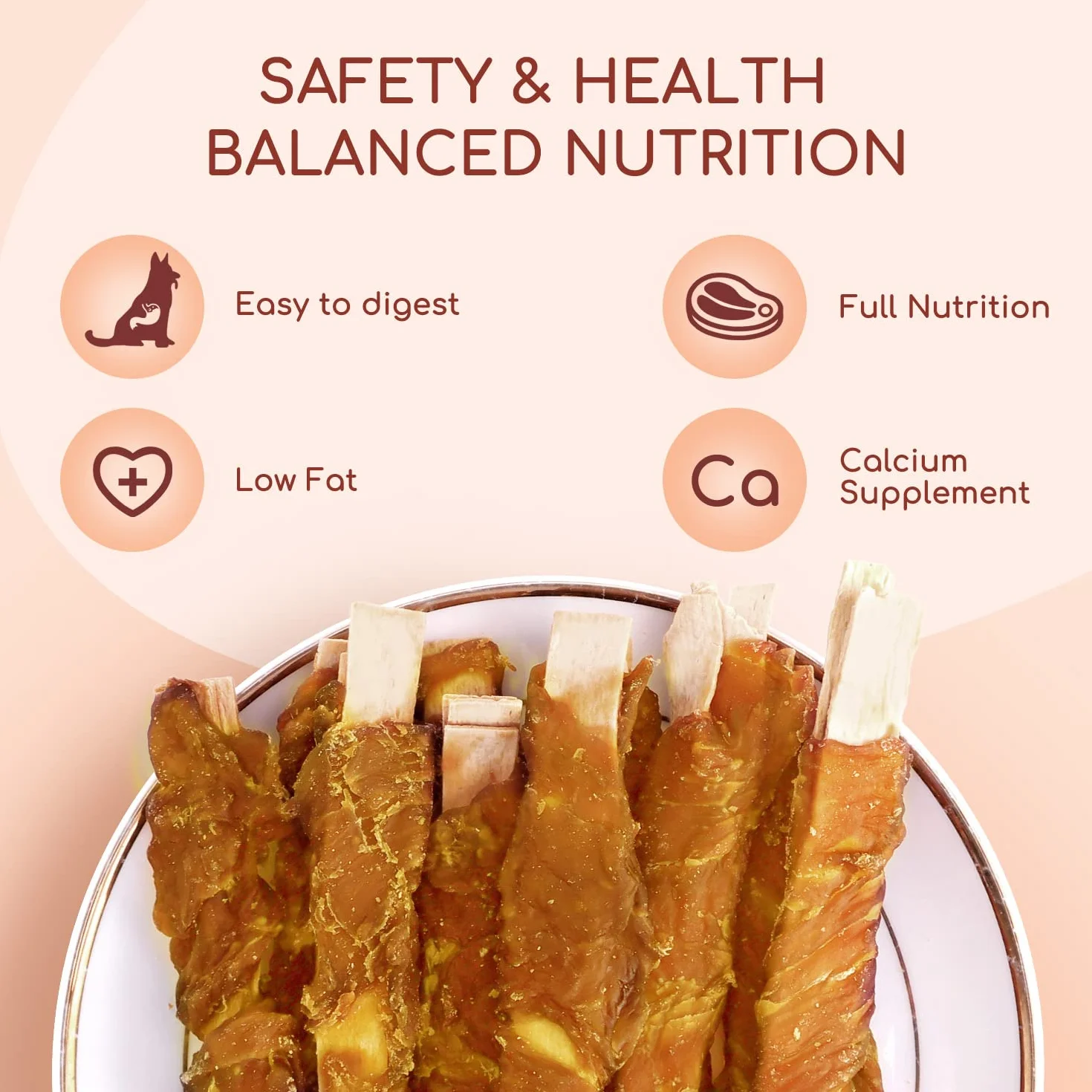 Nobleza - Snack per Cani, Bastoncini Masticabili con Carne e Merluzzo di Pollo, Snack Naturale per Cuccioli di Cane, L10 cm, 6 Confezioni x 80 g