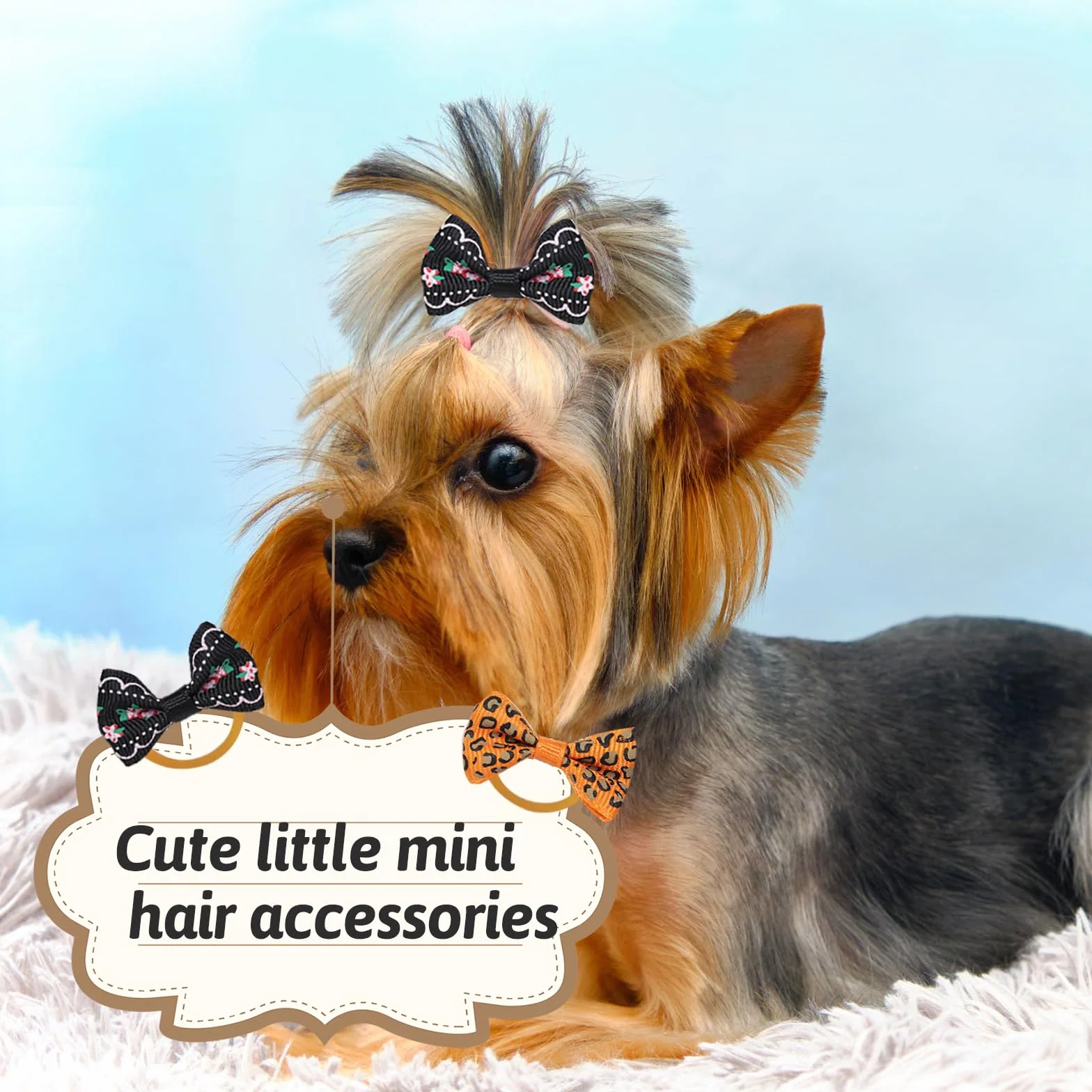 Chenkou Craft Fiocchi per capelli per cani con elastico, diversi motivi, 50 pezzi/25 paia