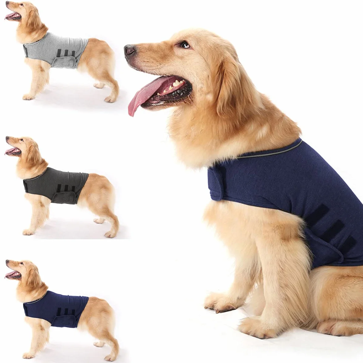 Haokaini Giacca per Cani Anti-Ansia Cappotto Calmante Camicia Antistress Giubbotto Caldo (Grigio Chiaro)