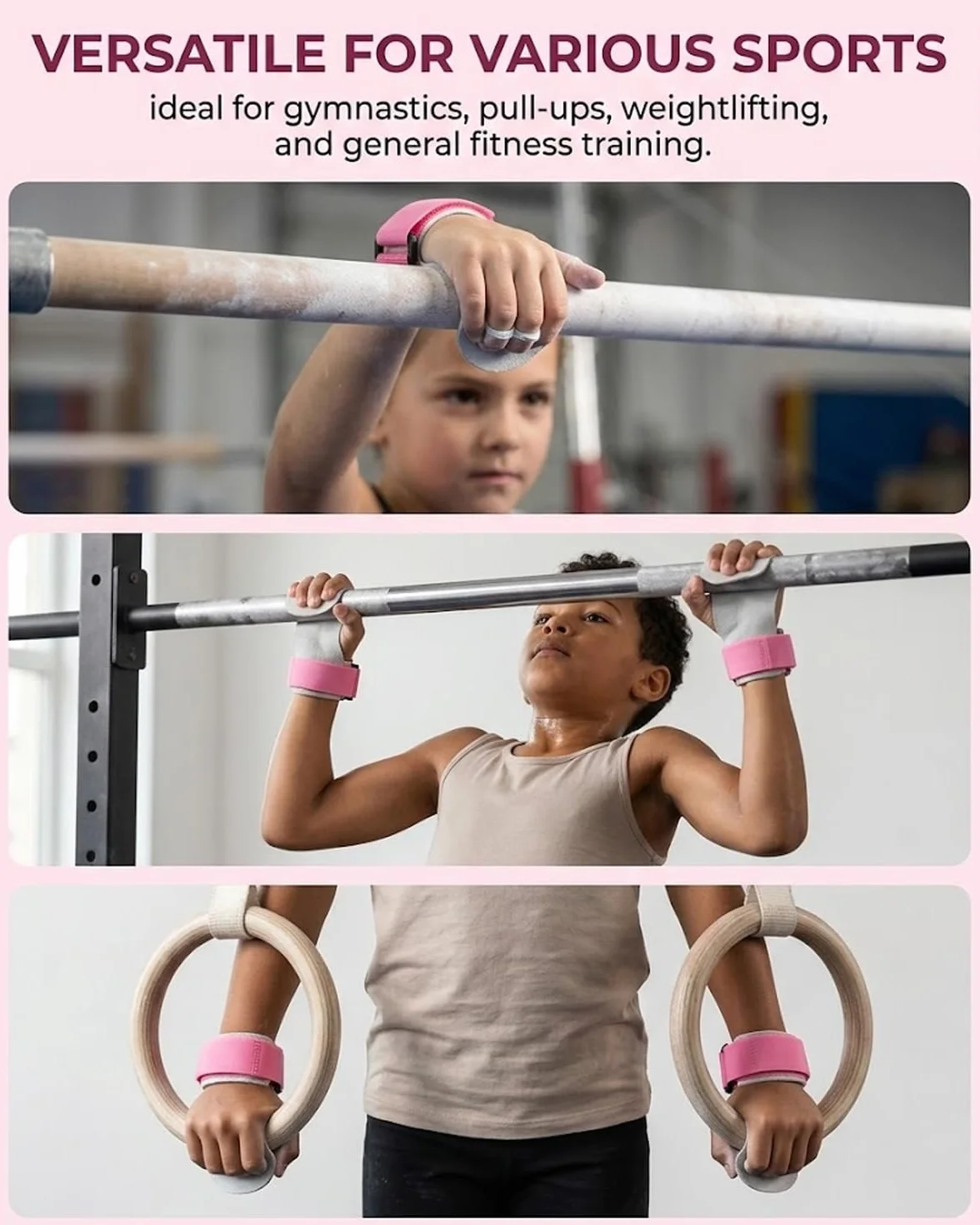 Protezioni Mani Ginnastica Bambini S Rosa 2 Pezzi Presa Sicura Anti-vesciche Supporto Polso
