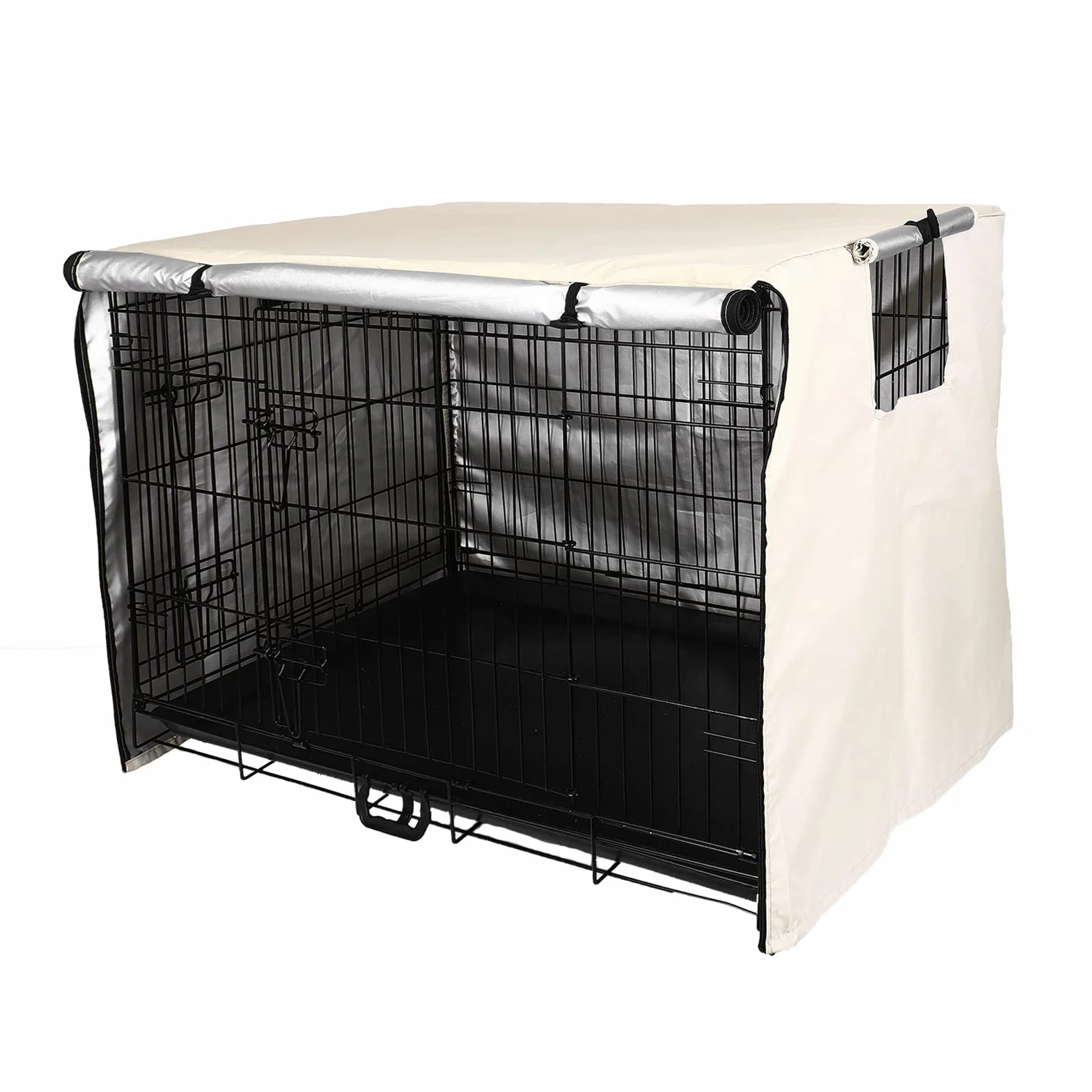 Copertura della Gabbia per Cani Impermeabile Resistente Leggera della Gabbia per Animali Domestici in Poliestere Copertura della Gabbia Esterna Interna per Cani Beige 48IN