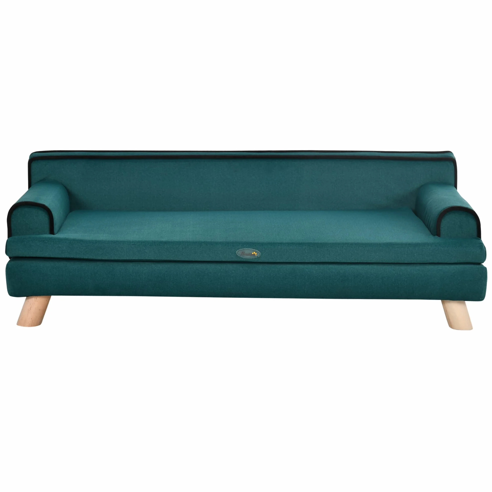 PawHut Divano per Cani Grandi con Imbottitura e Rivestimento Morbido, Cuccia per Cani con Rivestimento Lavabile e Gambe in Legno, Verde Scuro