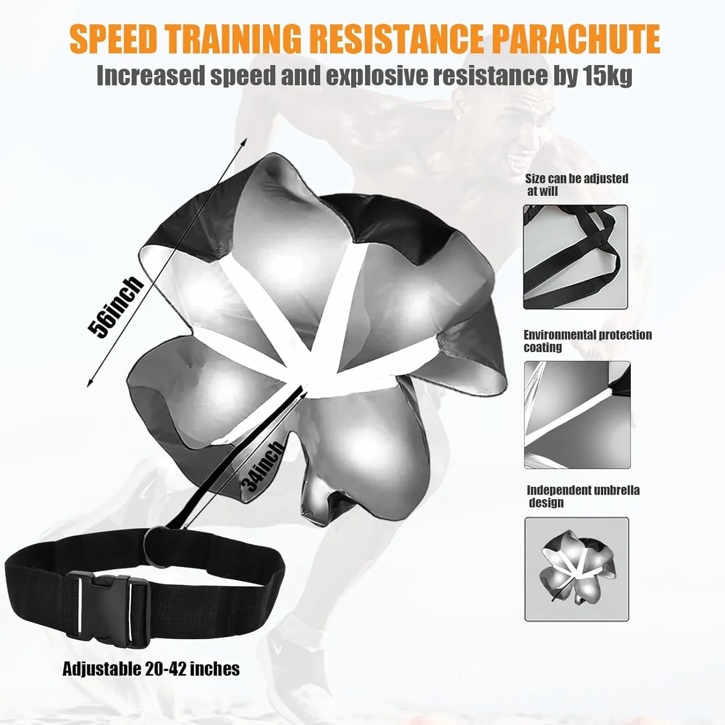 Paracadute da 56 pollici per allenamento velocità sprint corsa calcio rugby