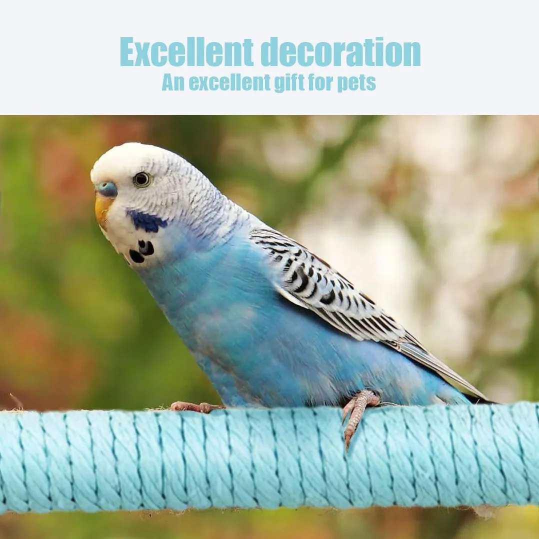 Altalena per Uccelli in Legno Naturale Giocattolo per Pappagalli Trespolo da Gabbia Blu