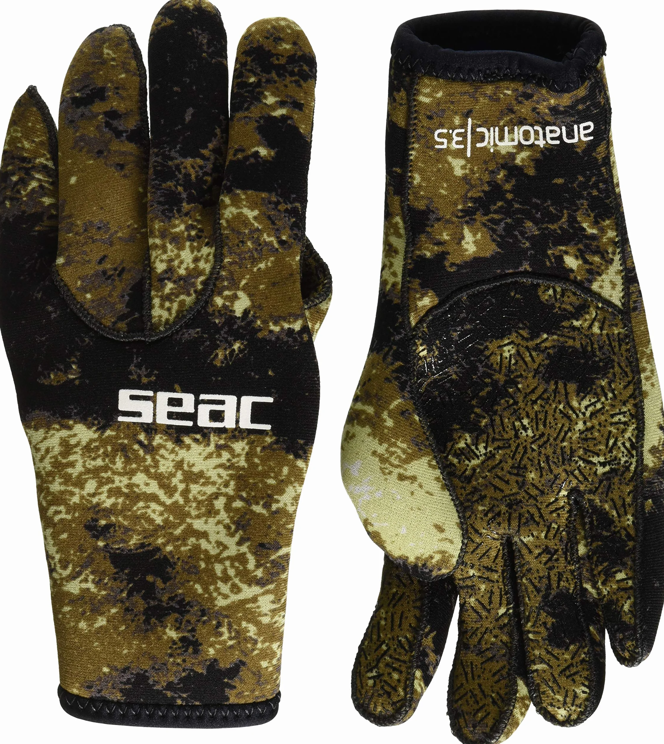 SEAC Anatomic Camo Gloves Guanti da Sub in Neoprene da 3.5 mm per Pesca Subacquea in Apnea in Colore Mimetico