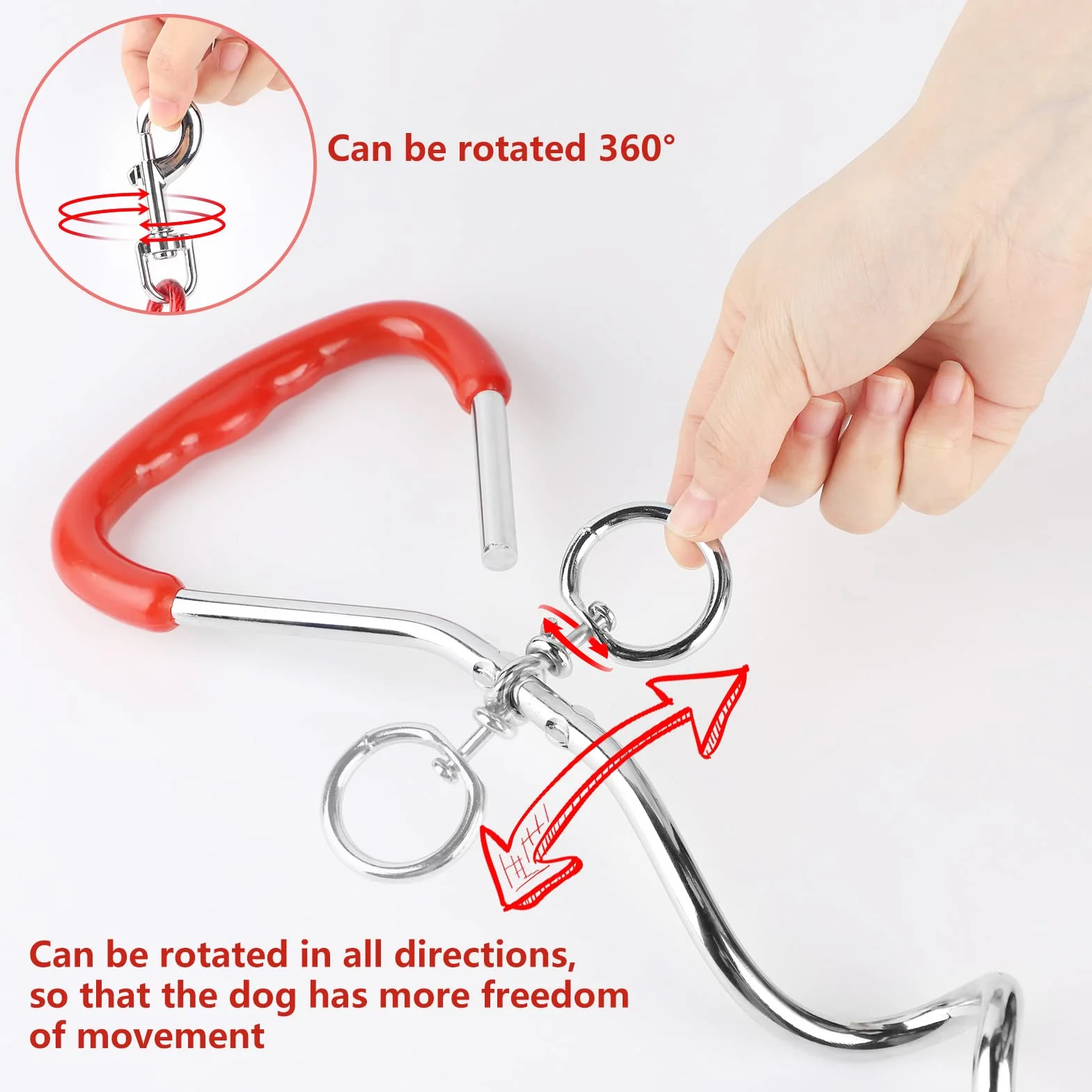 EFUTURETIME Picchetto a Spirale per Guinzaglio del Cane in Acciaio Inossidabile 9m, può Essere Ruotato di 360° Senza Incepparsi, Fascetta per Cani per Cortili, Campeggi, Parchi