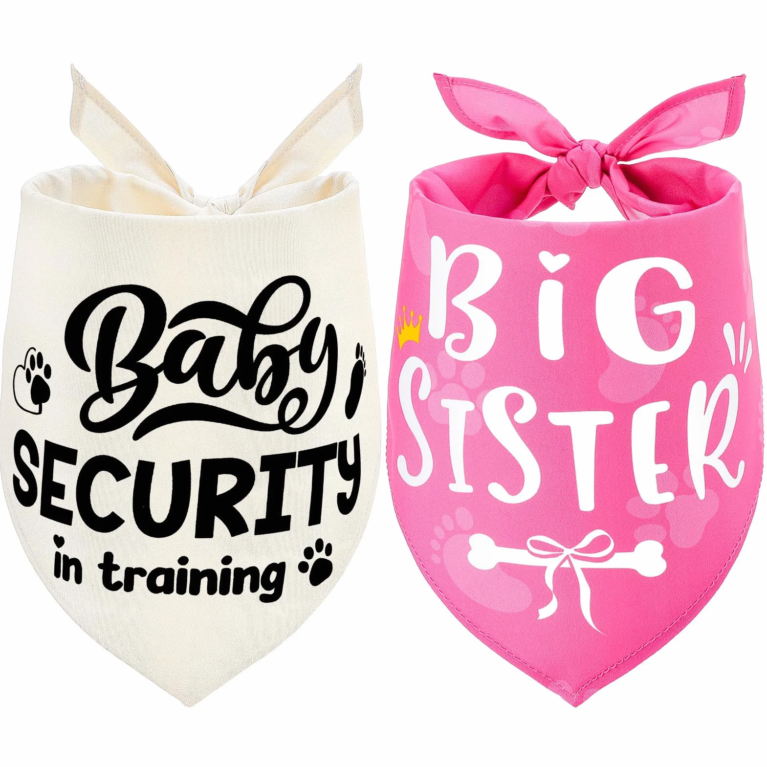Fazzoletti da collo per cani piccola media grande taglia, set 2, rosa beige