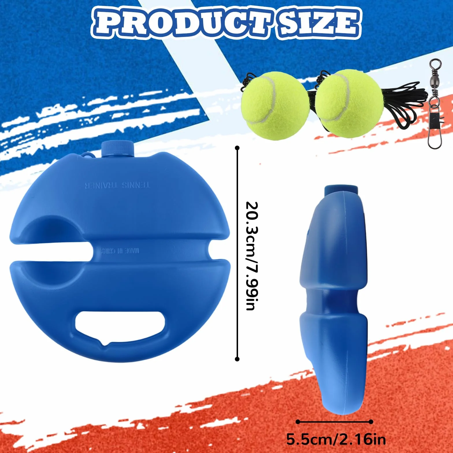 Tennis Trainer Set con 2 Palline da Tennis Rebound, Allenamento Autonomo per Adulti, Bambini e Principianti