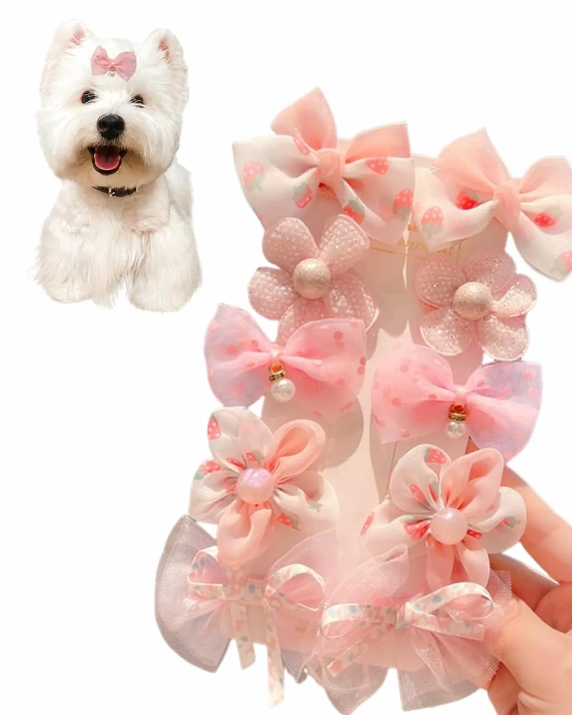 Fiocchi per Cani & Gatti, 10 Pezzi Rosa in Plastica. Leggeri Fermagli per Cuccioli con Presa Sicura – Ideali per Toelettatura, Feste, Servizi Fotografici & Charme Quotidiano.