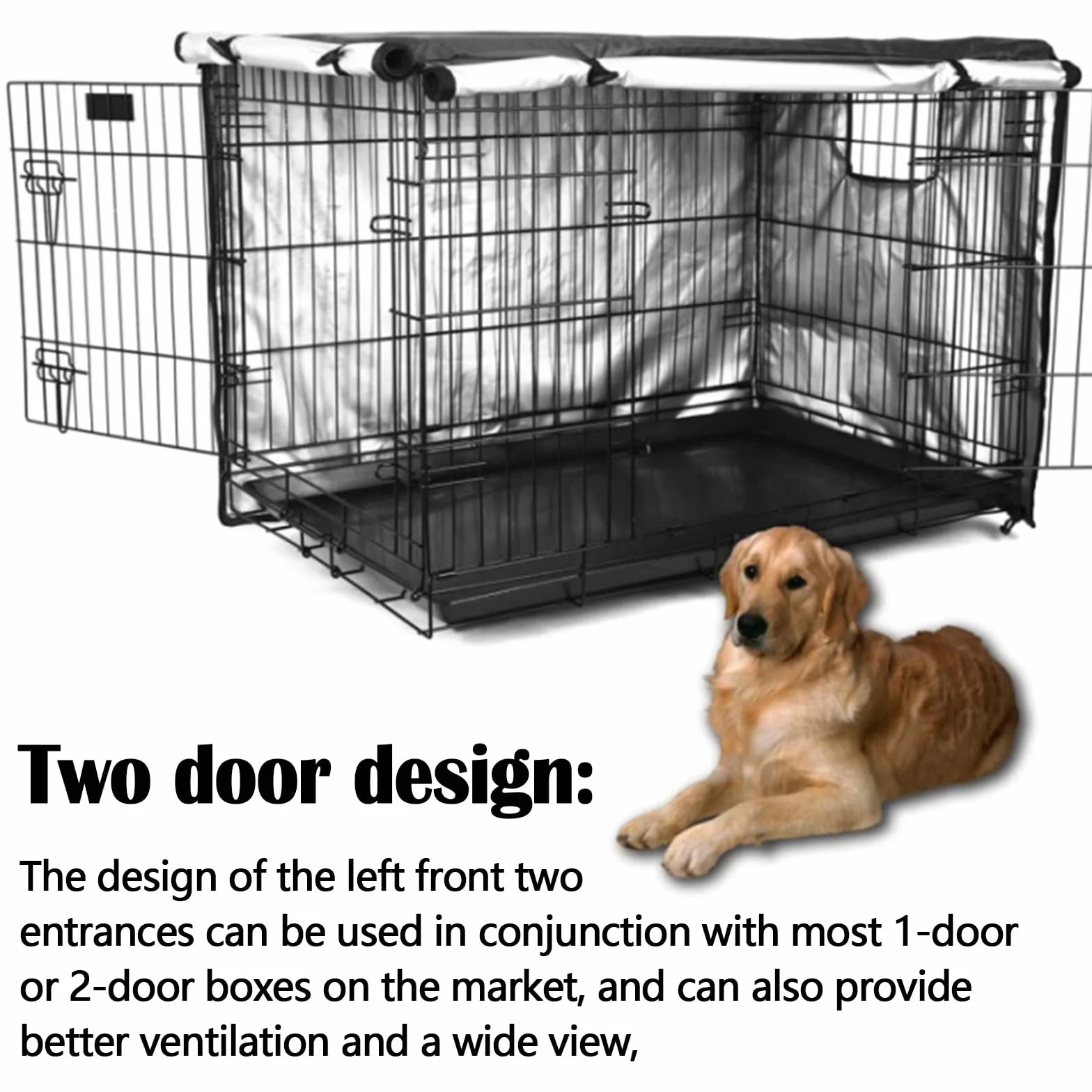 Nero Copertura Per Gabbia Per Cani 48x30x33in Impermeabile Antivento Pieghevole