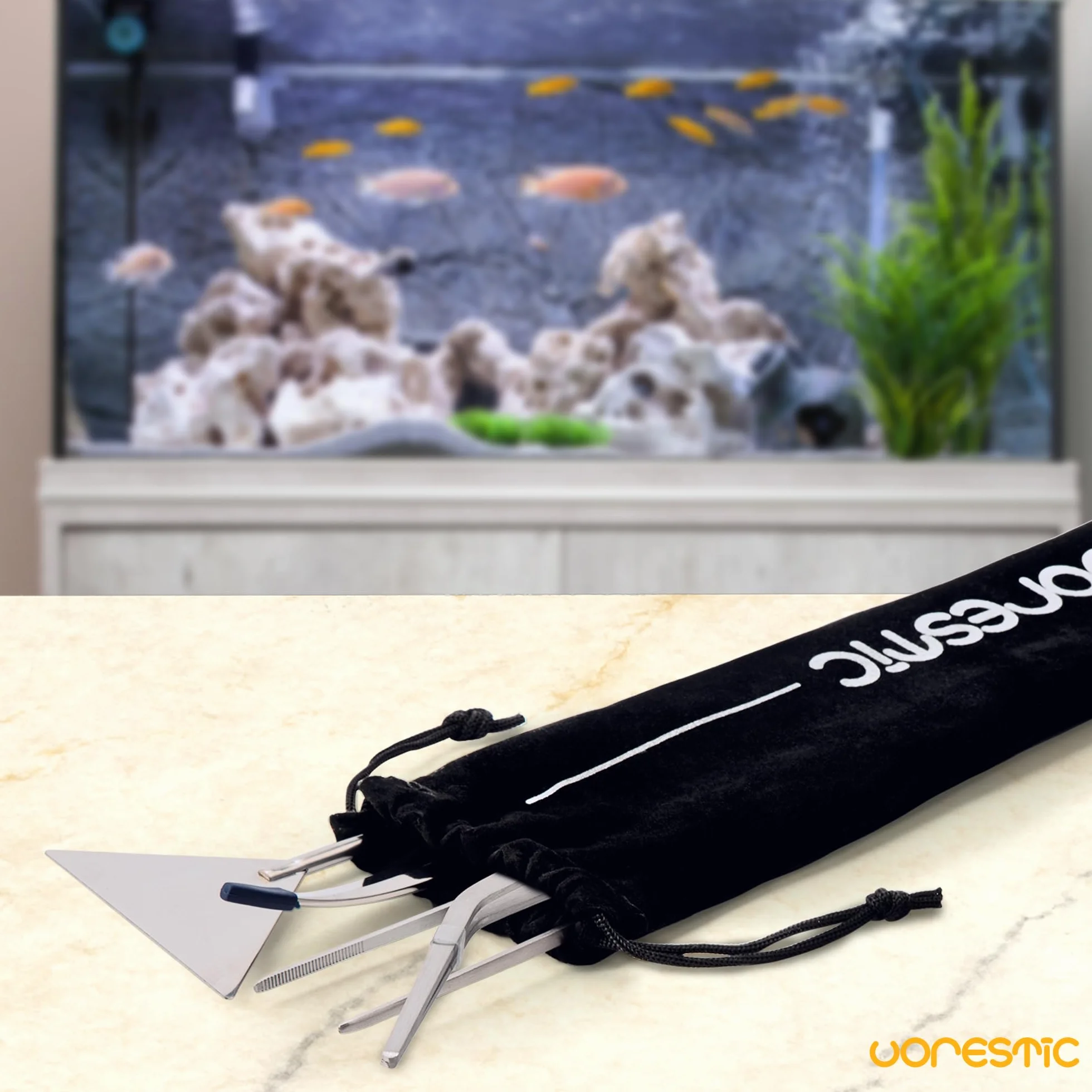 VORSTIC 4 in 1 Accessori per Acquario, Forbici, Pinze, Spatola