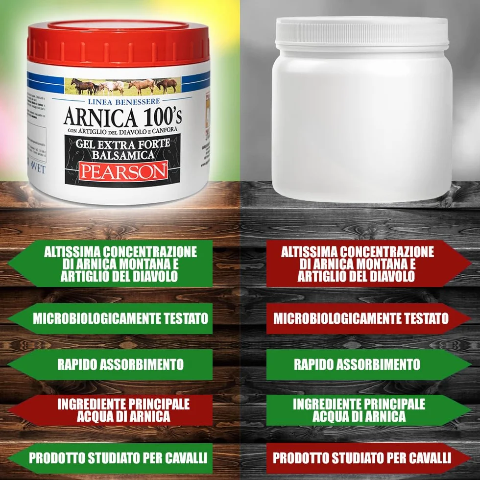 ARNICA 100'S Arnica Per Cavalli Gel Extraforte Balsamica Pearson 500ml Crema Arnica Gel Forte Con Artiglio Del Diavolo e Canfora Pomata Defaticante Rilassante Made in Italy