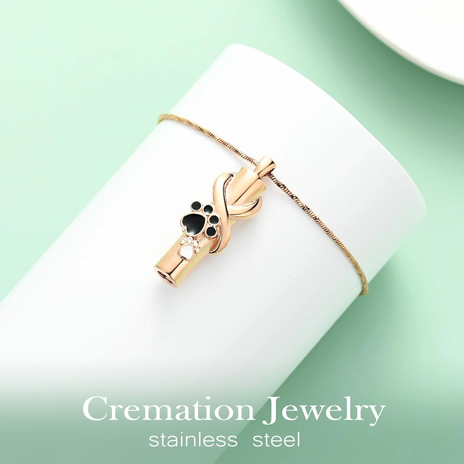 Urna collana per cenere per cane/gatto animali domestici zampa pressione cilindro ciondolo cenere gioielli ricordo animale domestico urna gioielli cremazione gioielli gioielli