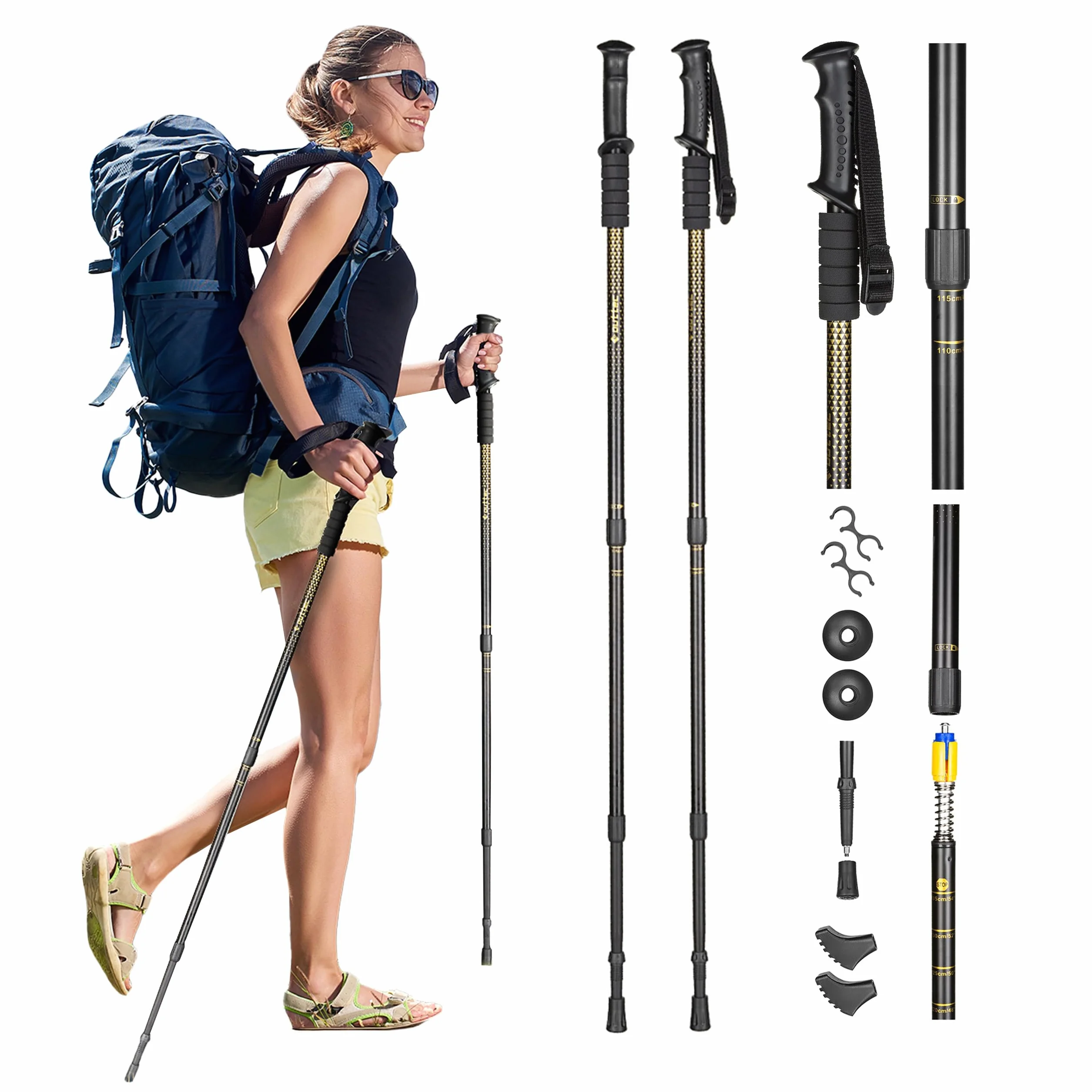 Bastoni da trekking regolabili 65-135 cm nordic walking escursionismo