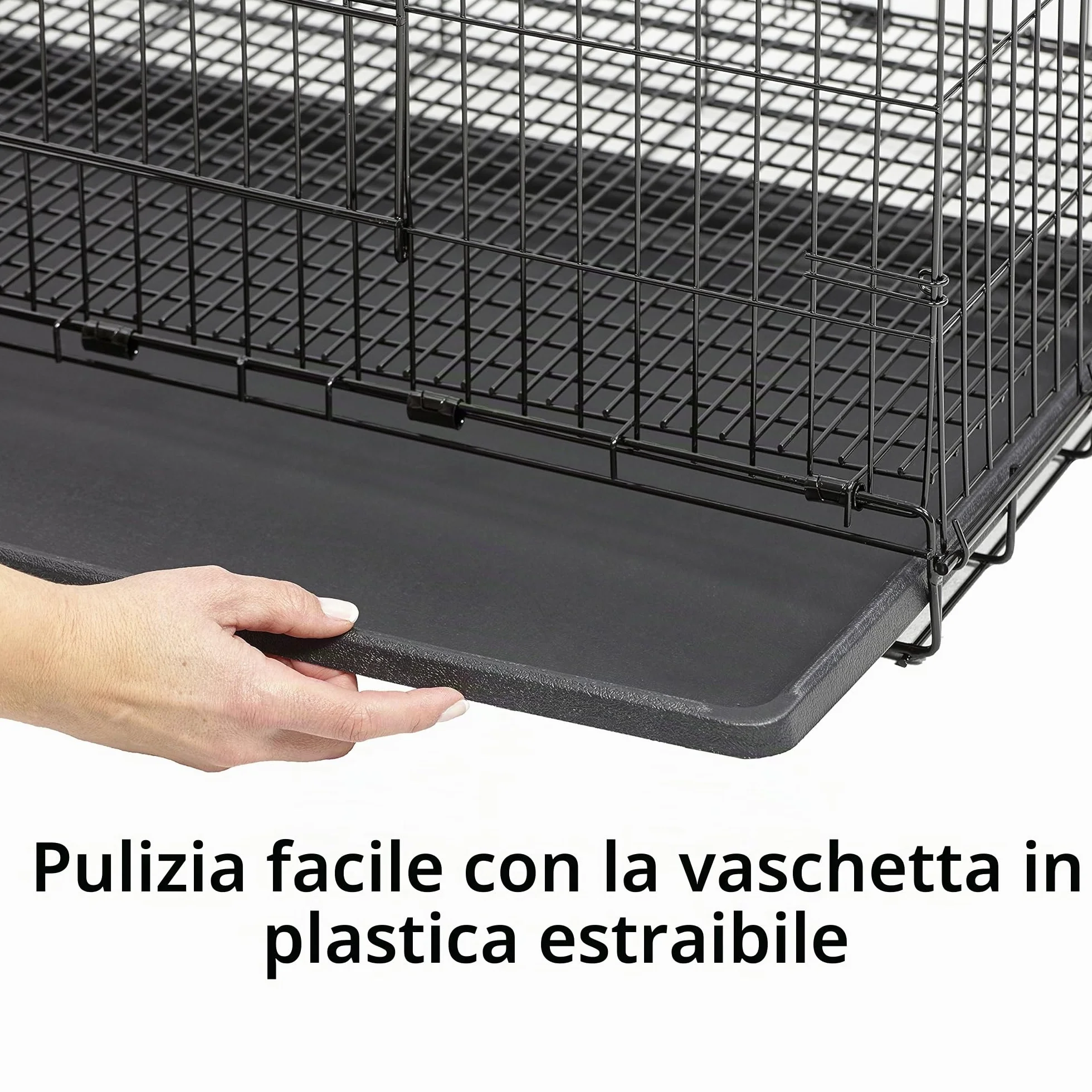 MidWest Homes for Pets Gabbia per conigli pieghevole, lunga 93,98 cm, con griglia per pavimento da 1,27 cm e vassoio in plastica rimovibile, nero, modello 157