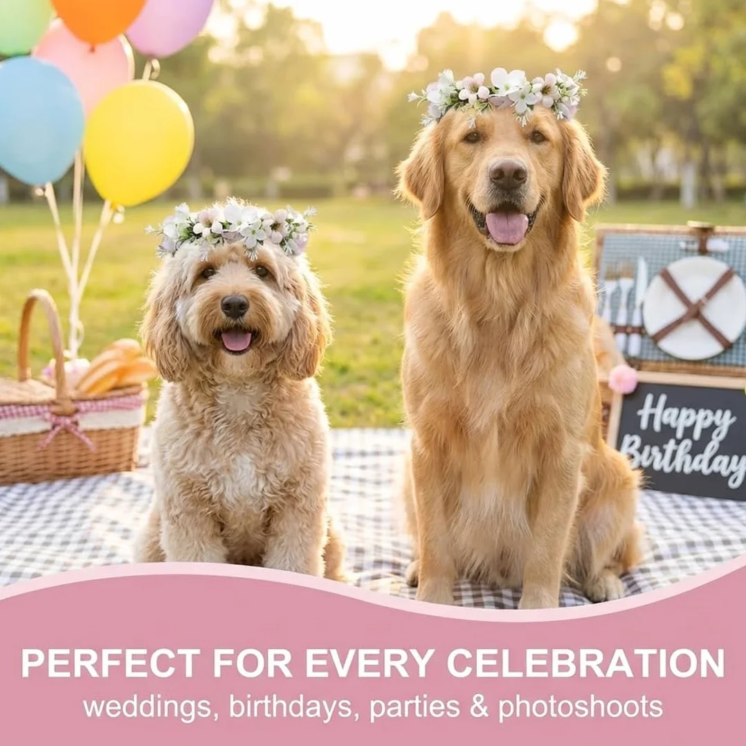 1 Pezzo Collare di Fiore per Matrimoni per Cani, Ghirlanda di Nozze Cane, Accessori Papillon Cane Coroncina Compleanno