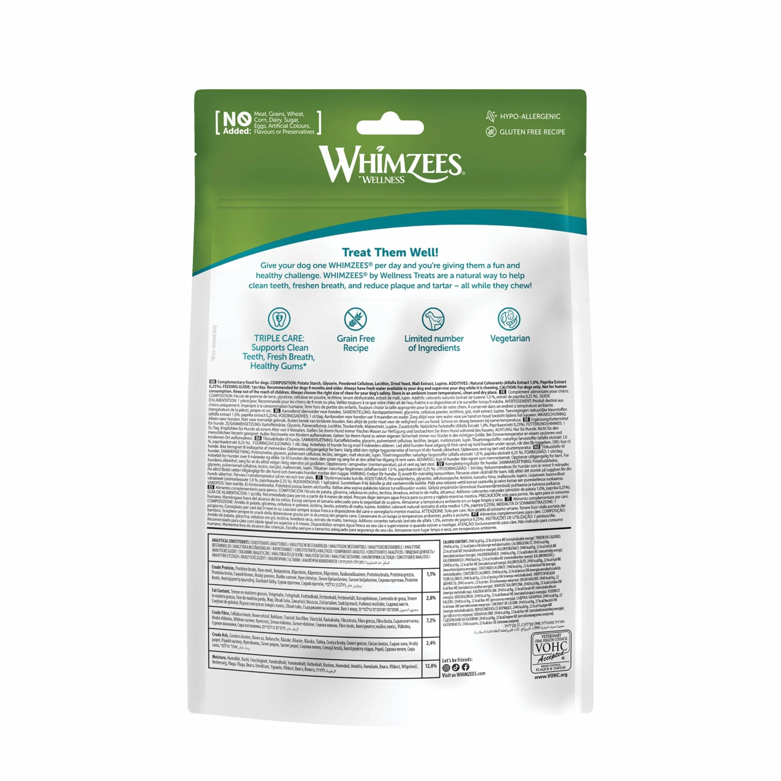 WHIMZEES Spazzolini da denti XS, 48 Pezzi – Taglia XS, Snack per Cani di Taglia Molto Piccola, Naturali & Senza Cereali, Vegetariane, Senza Zuccheri Aggiunti
