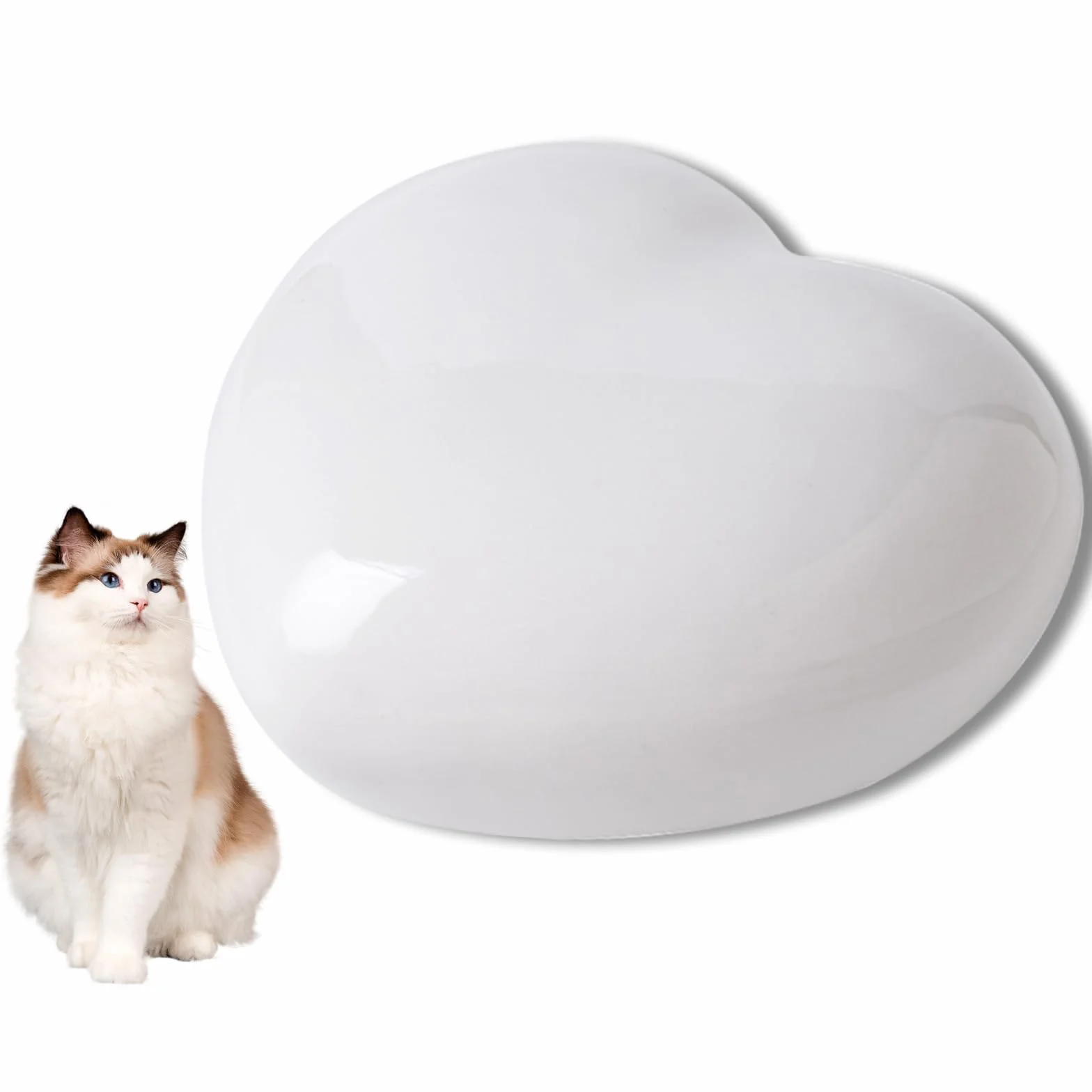 Urna in ceramica a forma di cuore per ceneri di animali domestici, urna commemorativa per gatti e cani, regalo per funerale o ricordo (bianco)