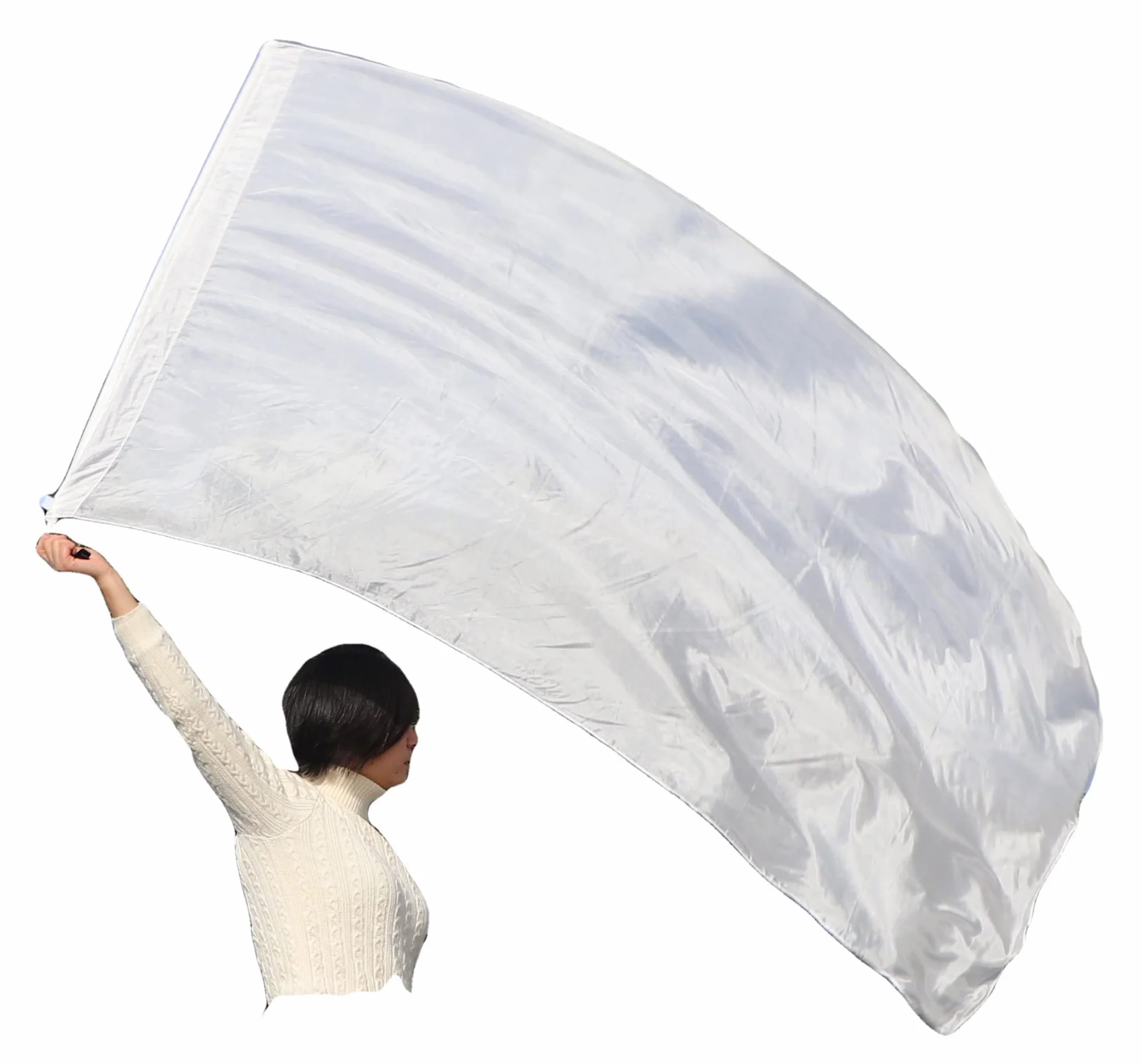 Winged Sirenny Bandiera Poi 174cm in Seta Fluide per Flow Art, Danza Spirituale e Meditazione, con Asta Rigida e Tessuto Dipinto a Mano