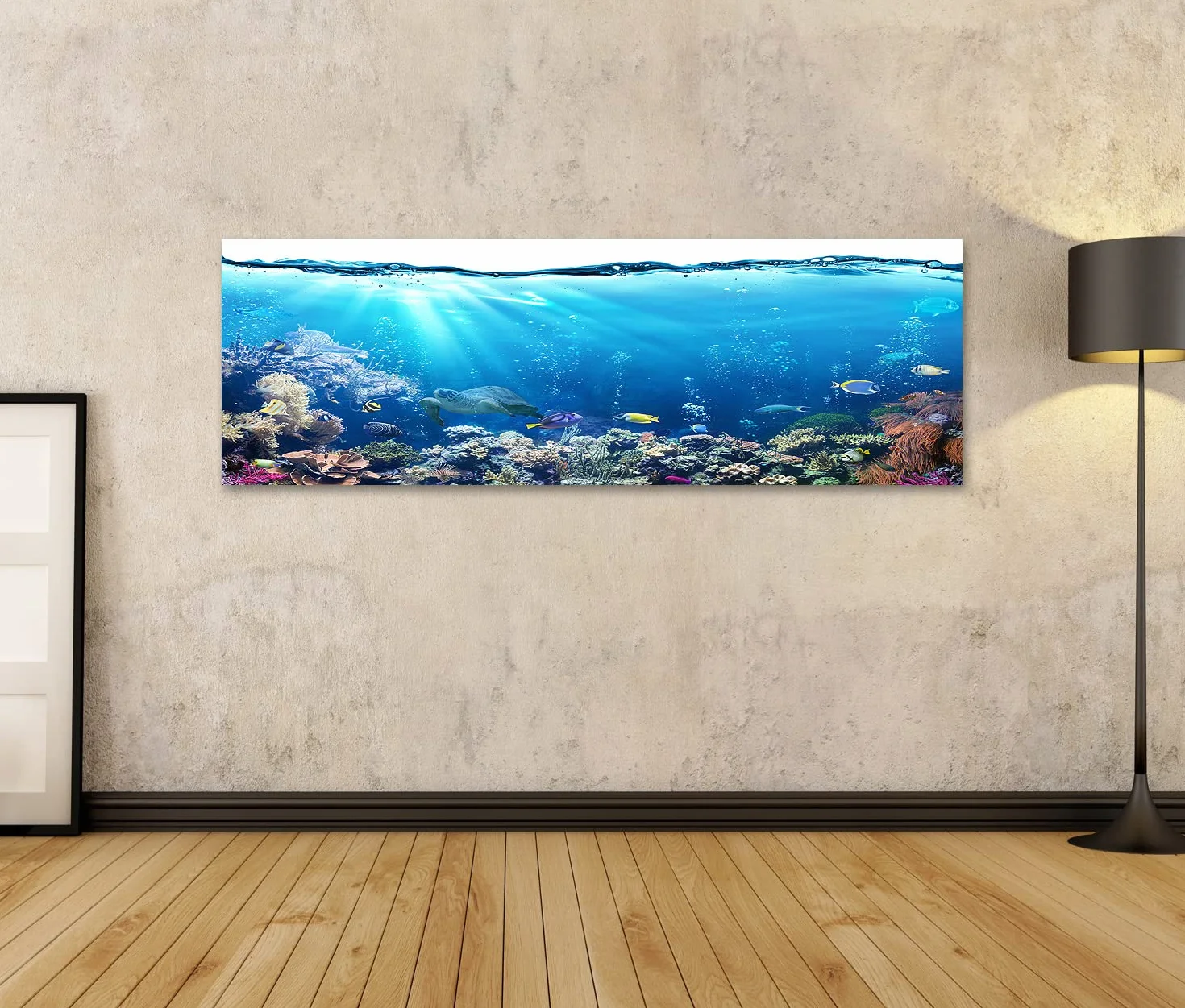 islandburner Quadro su tela Sott'acqua con barriera corallina e pesci tropicali sfondo acquario Quadri Stampe Immagini Murale Decorazione da parete