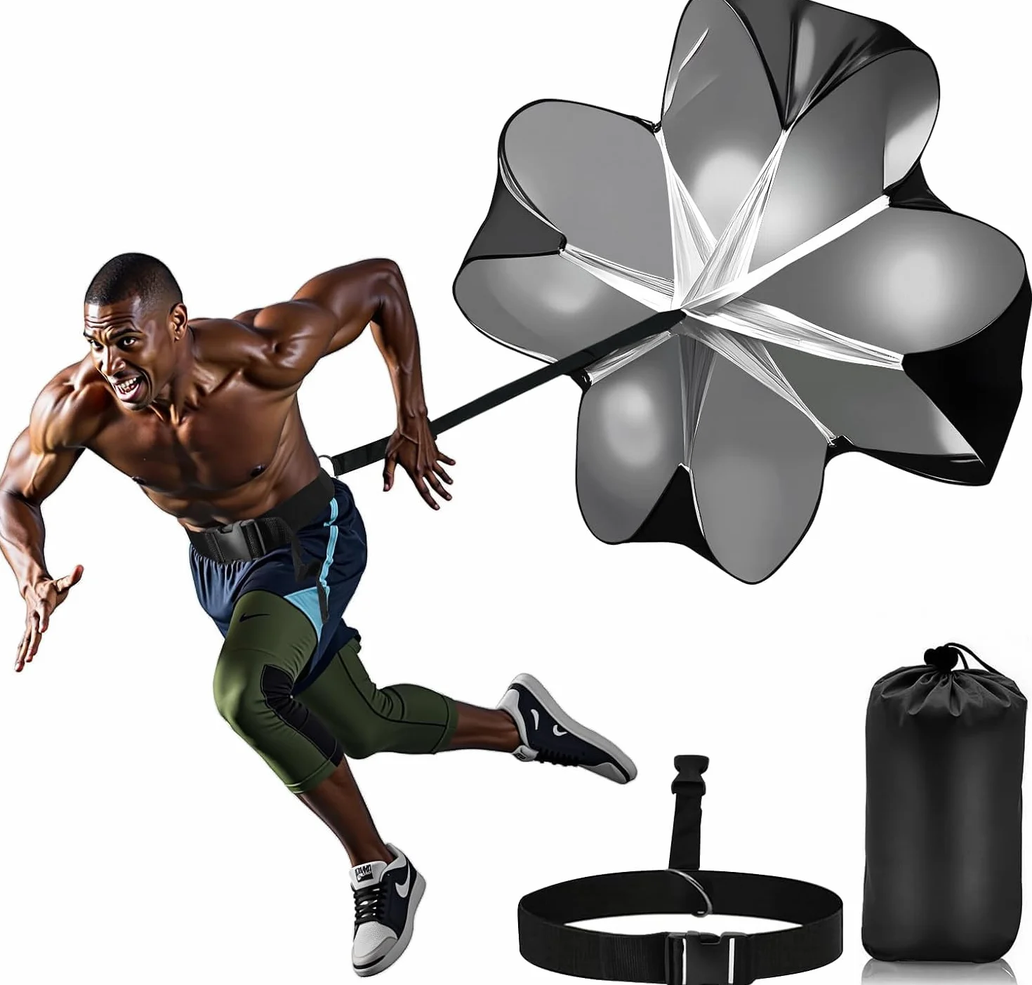 Paracadute da 56 pollici, paracadute da calcio, paracadute, protezione di resistenza, accessorio per l'allenamento della velocità per sport di sprint come corsa, calcio e rugby