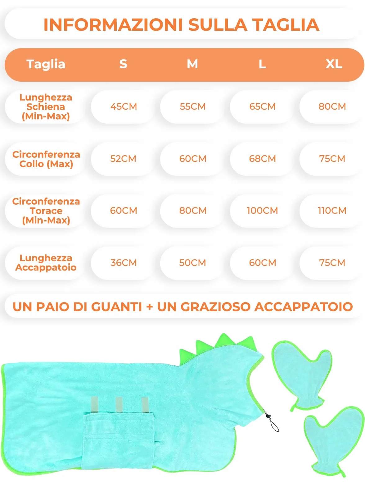 Accappatoio per Cani Microfibra Asciugamano Morbido Dinosauro Blu L