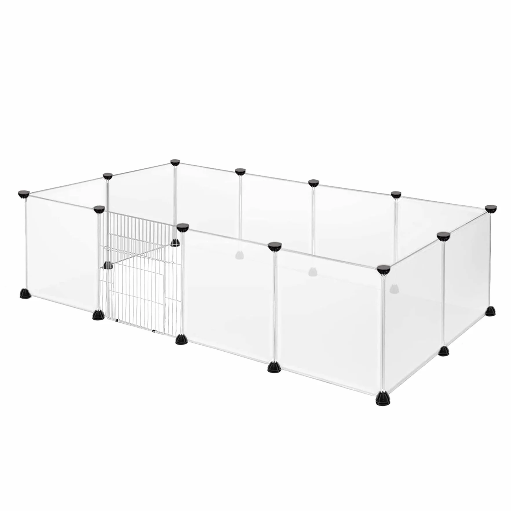 Froadp Recinzione per Animali Domestici Conigli da Esterno 145x75x48cm in Plastica, Recinto a Griglia con Porta per Cavie, Animali da Compagnia, Gabbia per Cuccioli, Hamster (Bianco Traslucido)