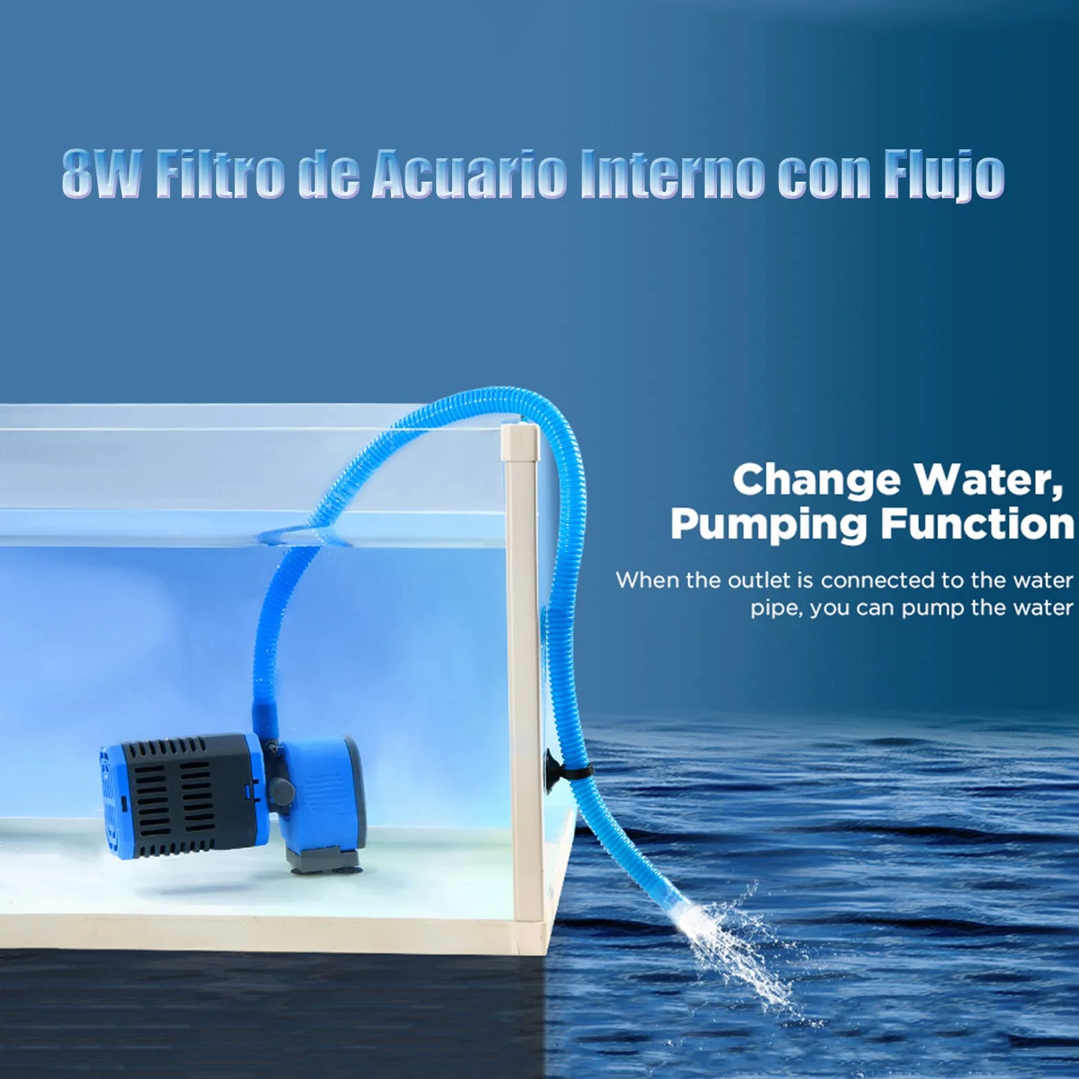 8W Filtro Acquario Interno con Flusso 900 L/H per Acqua Pulita, Flusso d'Aria Regolabile, Basso Rumore e Silenzioso