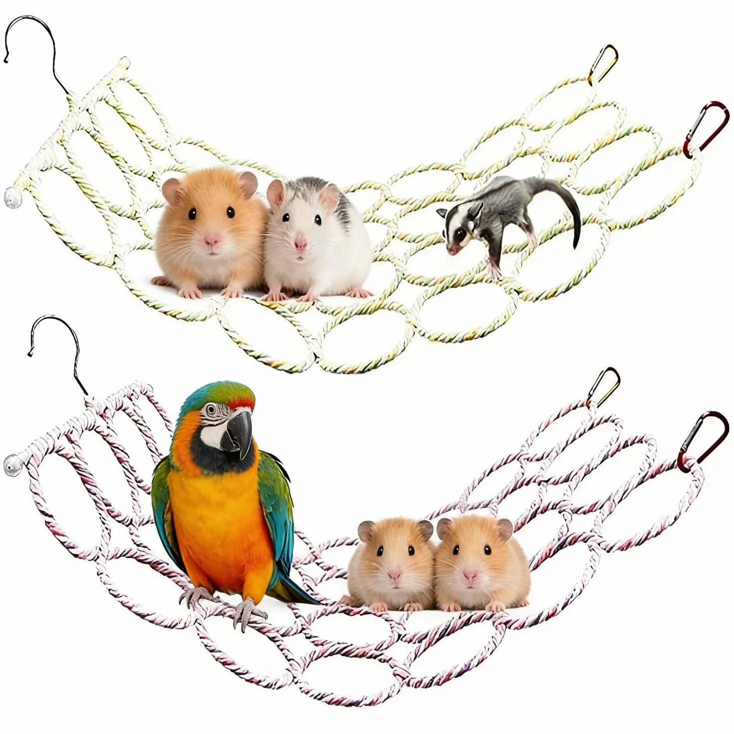 2 pezzi rete da arrampicata per ratti di pappagallo, ponte in ratto di carta, rete per piccoli animali, giocattolo da arrampicata per piccoli animali, gabbie di uccelli, roditori, rettili
