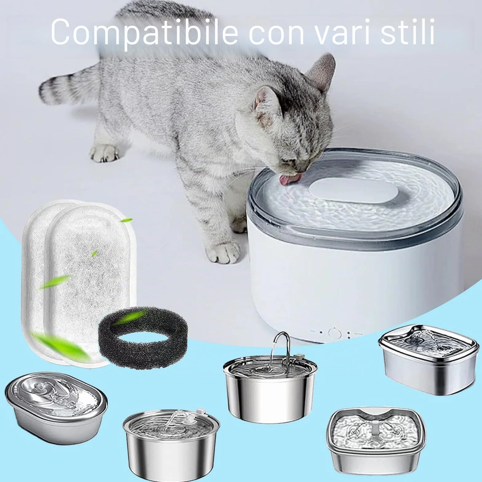 Filtri per Fontana per Gatti, 32 Pezzi Filtri Fontanella per Gatti, Filtro di Ricambio per Fontana, Filtri di Ricambio per Fontana per Gatti in Acciaio Inossidabile 108/3,2 L e 2 l Gatti e Cani