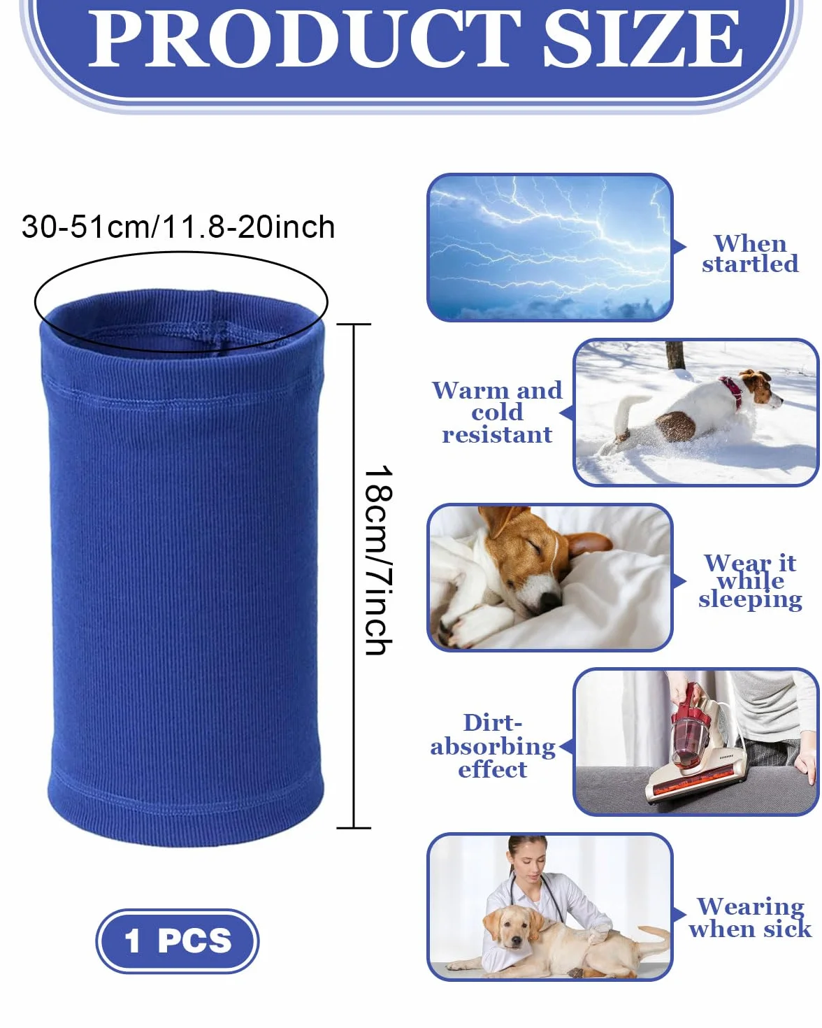 Copriorecchie calmanti per cani protezione dal rumore blu M