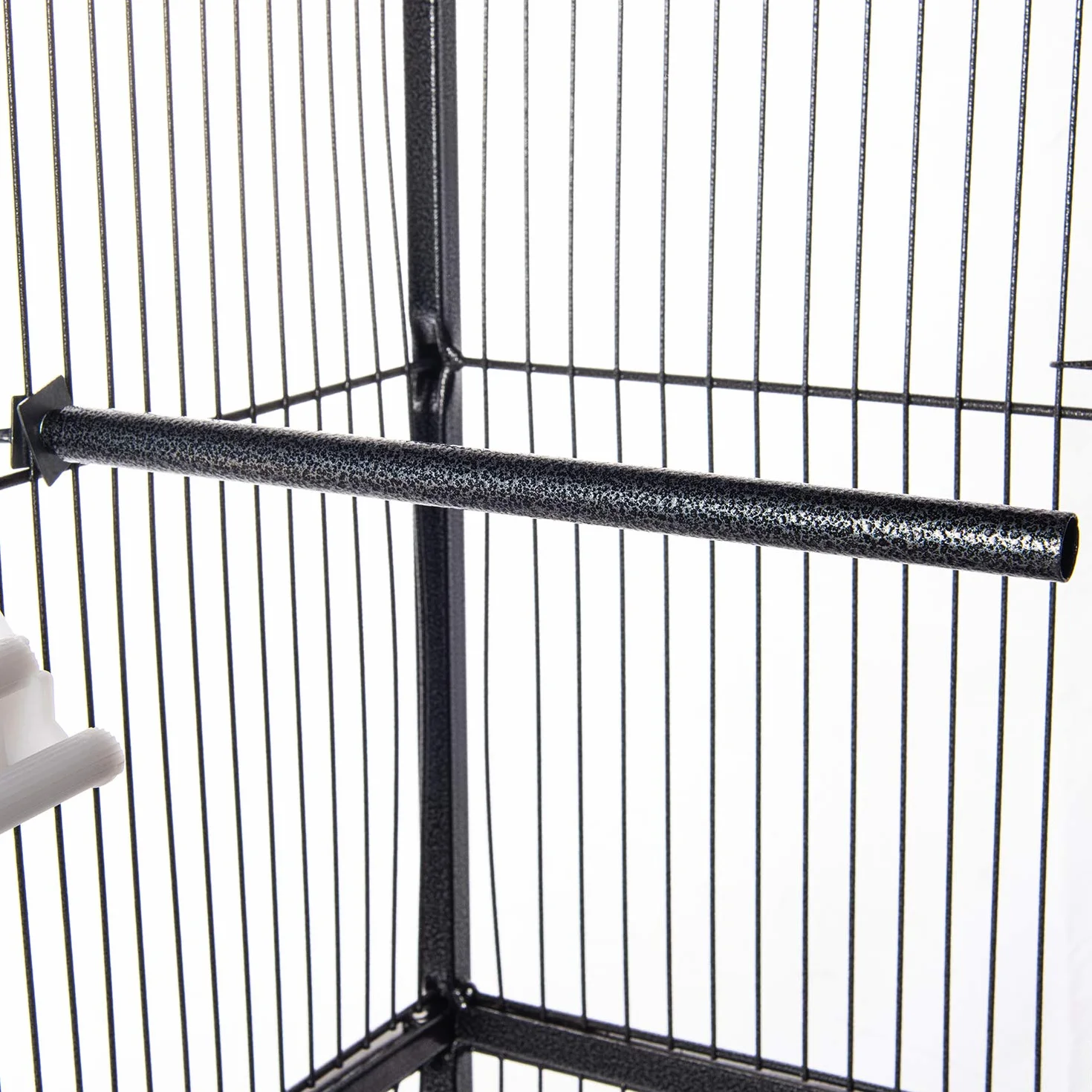 Aqpet Voliera con Tetto per Uccelli Grandi e Canarini, Gabbia in Metallo con Piedistallo e Ruote, Adatta per Interno ed Esterno, Dimensioni 157x52x52 cm, Nero